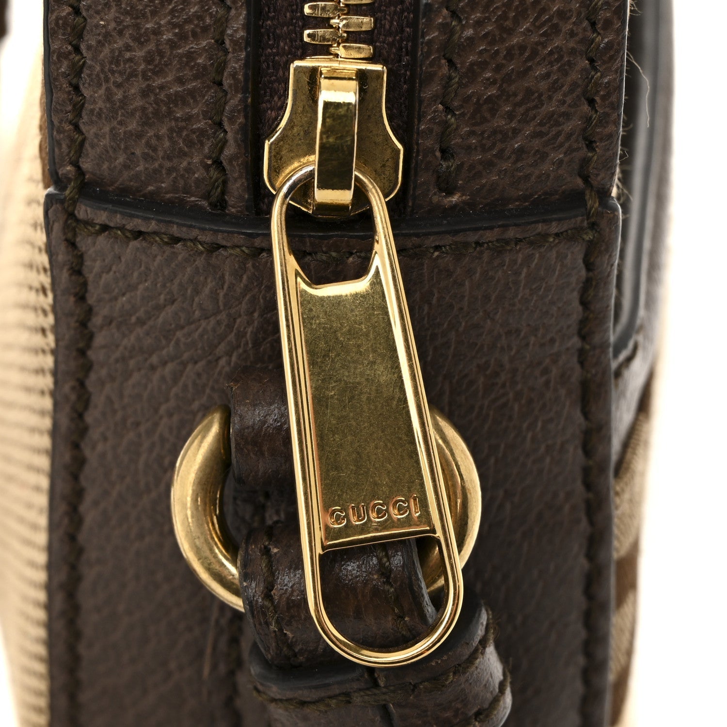 Monogram Jumbo GG Textured Dollar Calfskin Web Messenger Shoulder Bag Camel Ebony New Acero