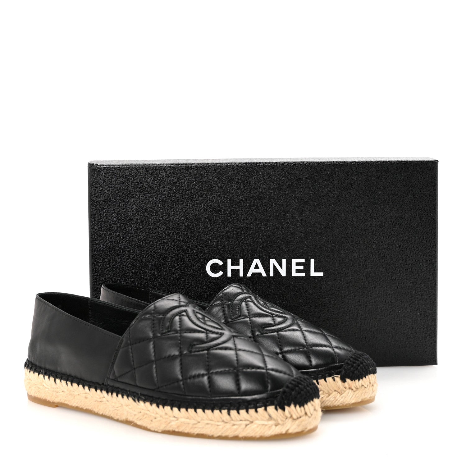 Lambskin Quilted CC Espadrilles 36 Black