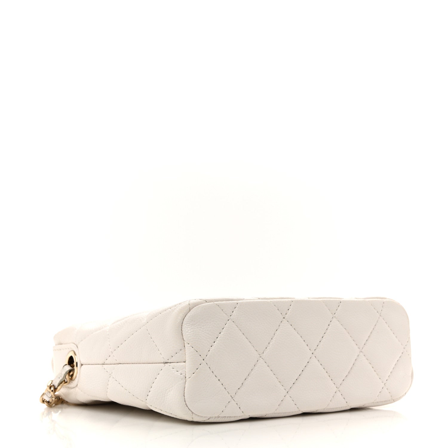 Caviar Quilted Hobo Clutch With Chain White