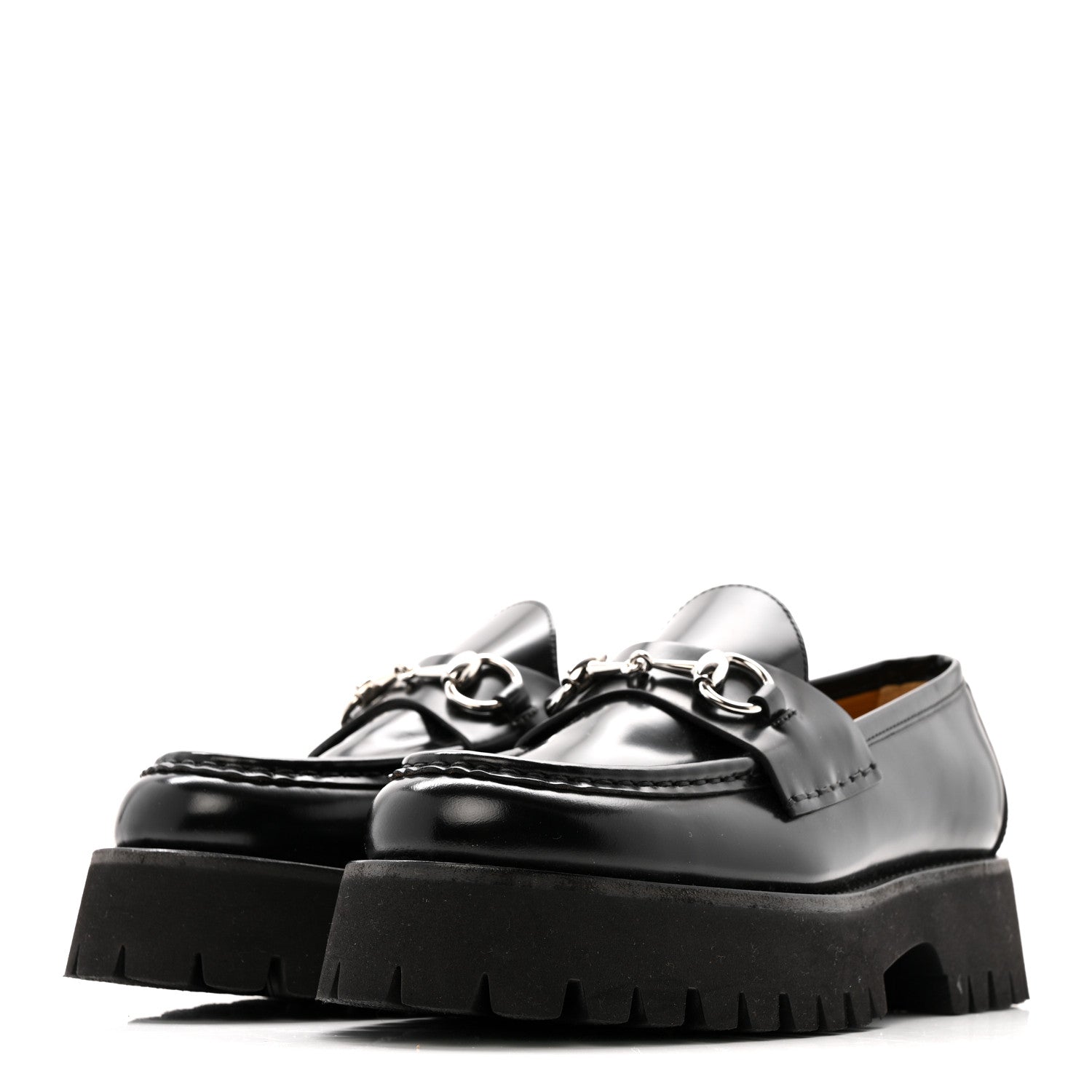 Cordovan Lux Womens Horsebit 45mm Platform Loafers 37.5 Black