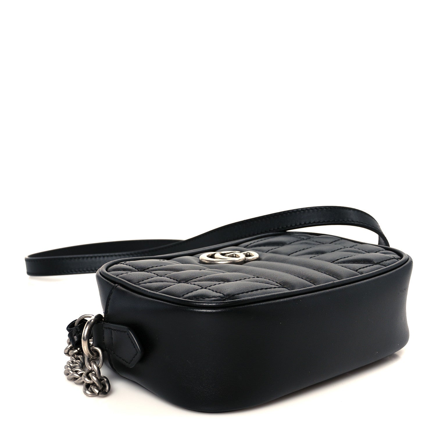 Calfskin Matelasse Aria Mini GG Marmont Chain Shoulder Bag Black