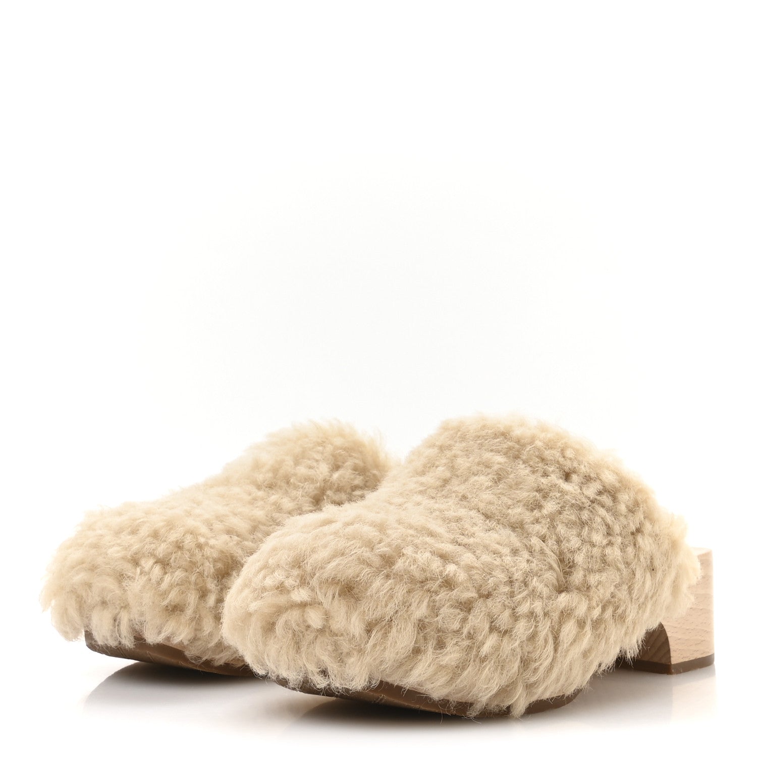 Shearling Lambskin Clogs 38 Beige