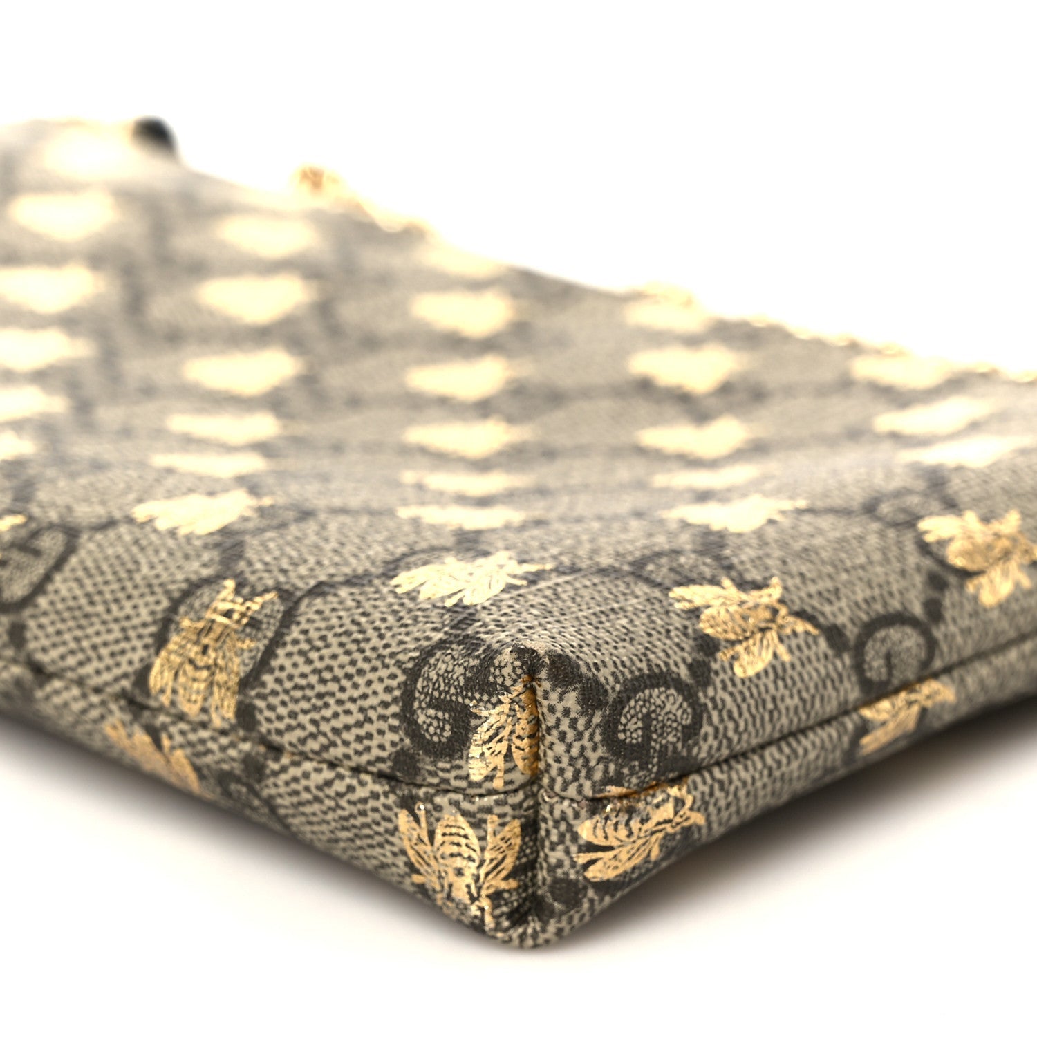 GG Supreme Monogram Bees Wrist Wallet Beige Black