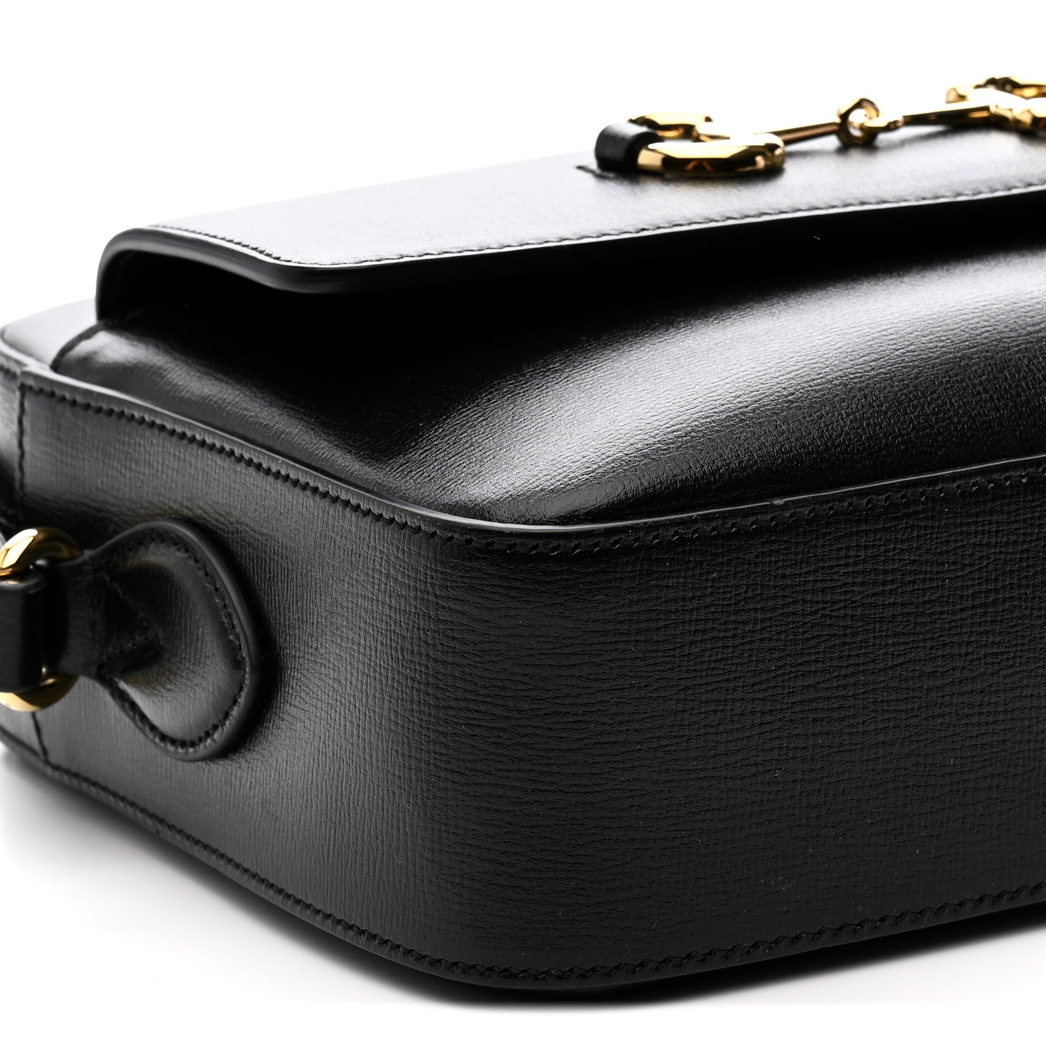 Textured Calfskin Small Horsebit 1955 Shoulder Bag Black