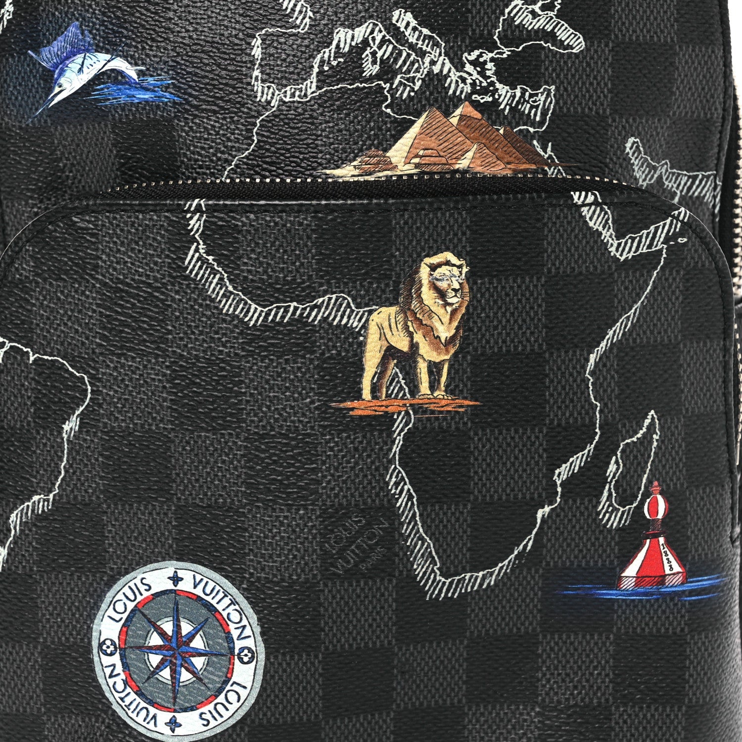 Damier Graphite World Map Avenue Sling Backpack