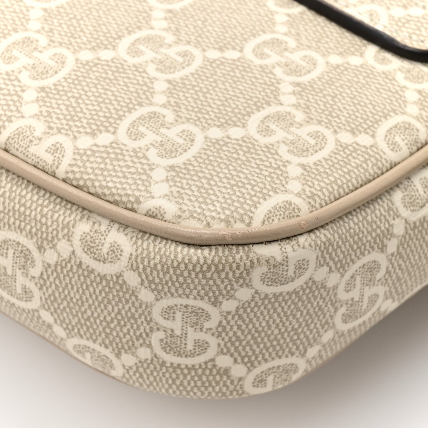 GG Supreme Monogram Textured Dollar Calfskin Web Mini Ophidia Envelope Shoulder Bag Beige Mystic White Oatmeal