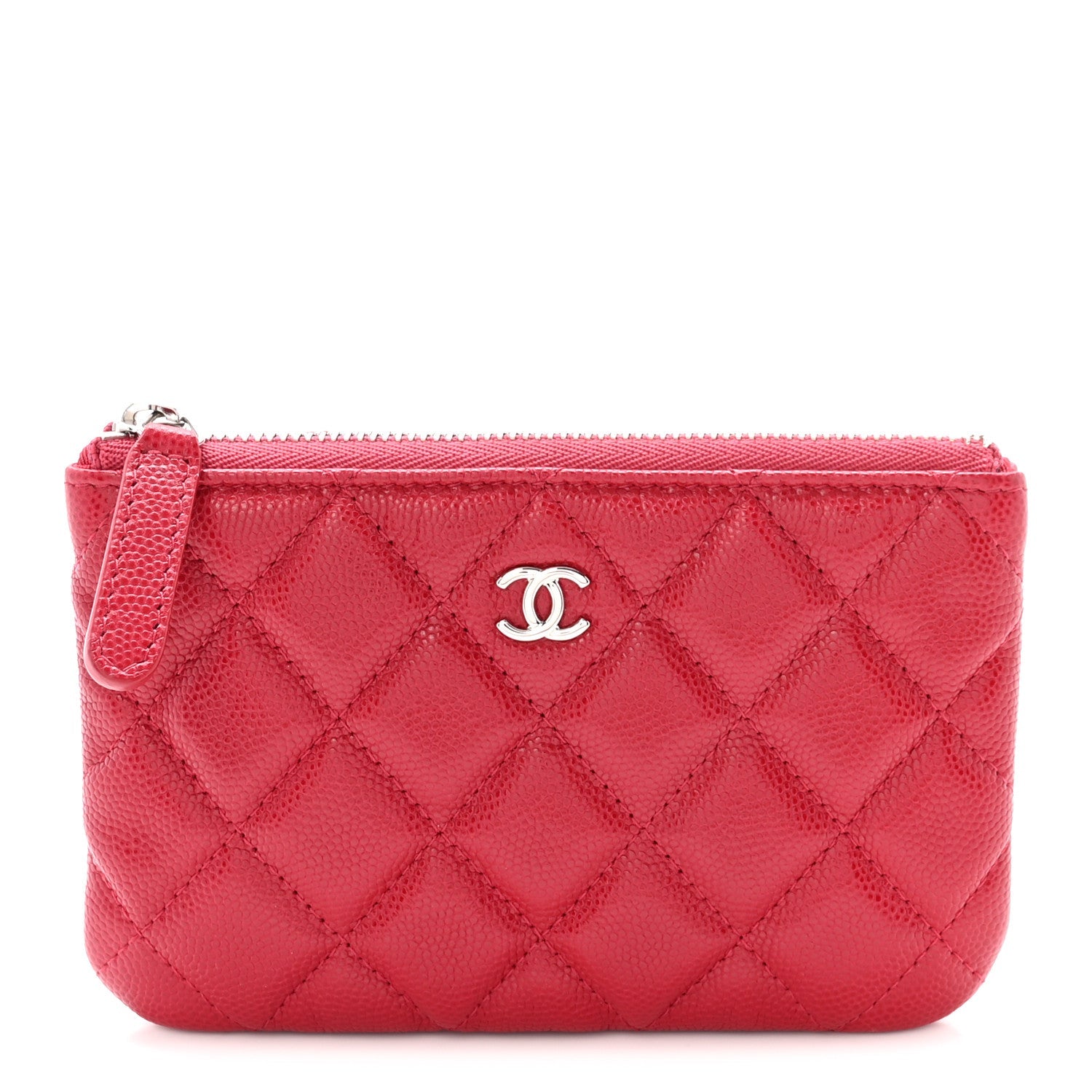 Caviar Quilted Small Cosmetic Case Red