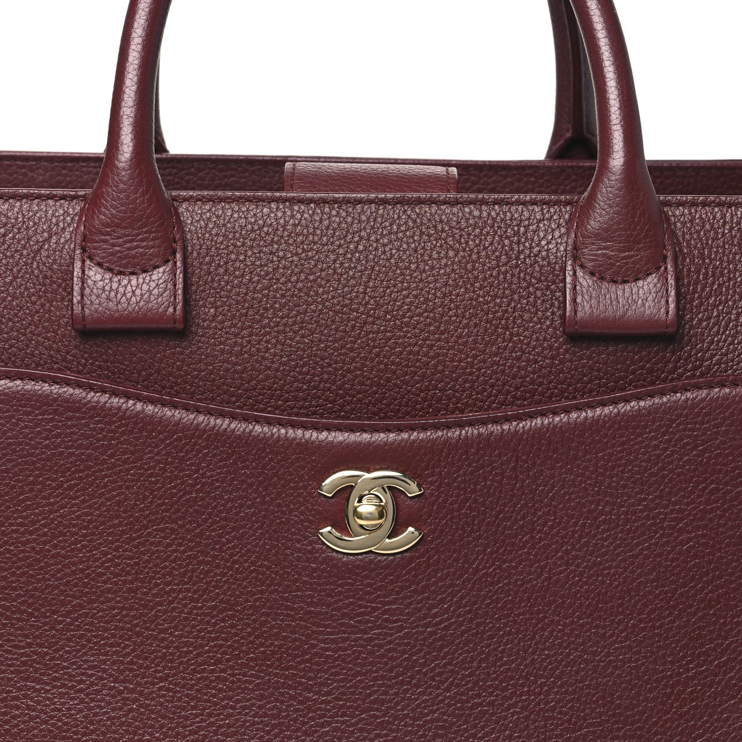Grained Calfskin Small Neo Executive Shopper Tote  Burgundy