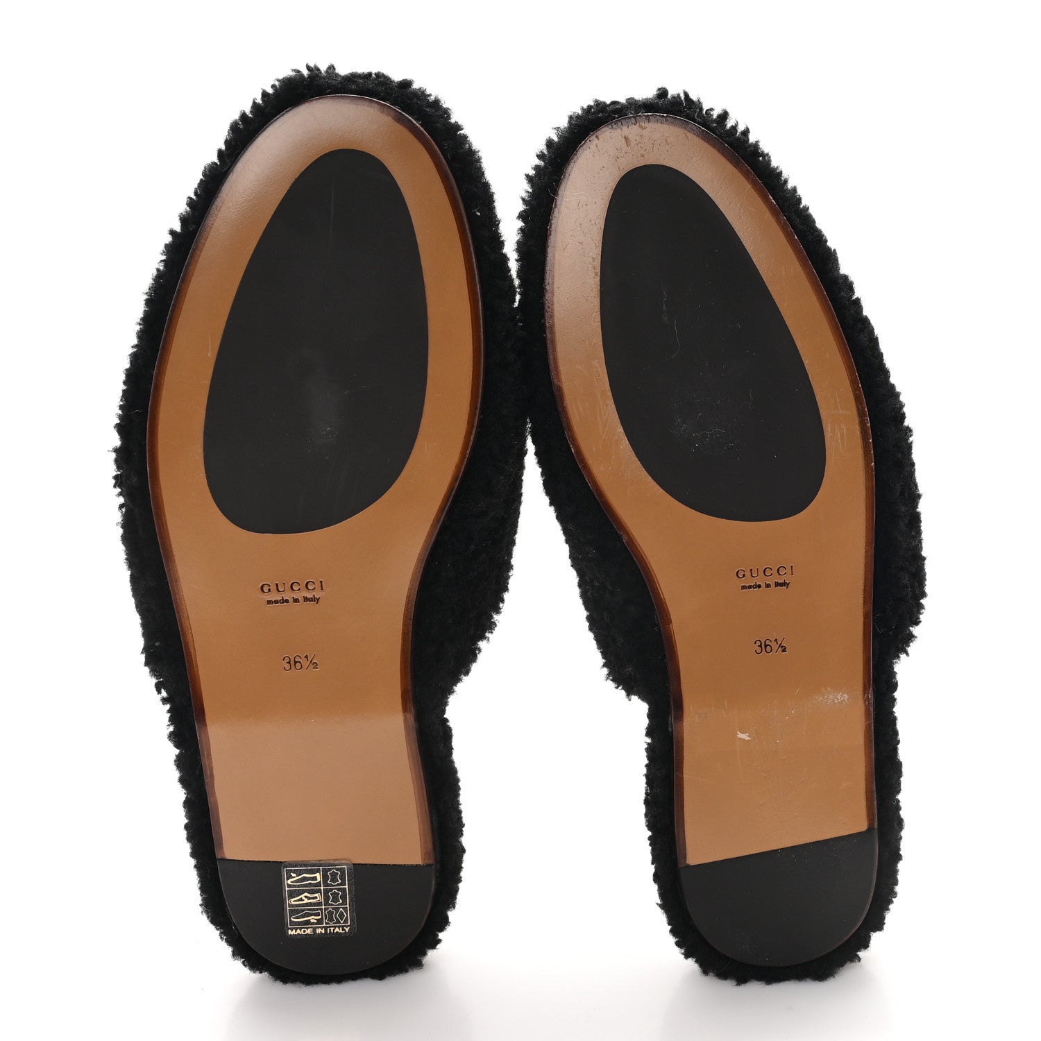 Faux Shearling Interlocking G Womens Eileen Slippers 36.5 Butterscotch Black