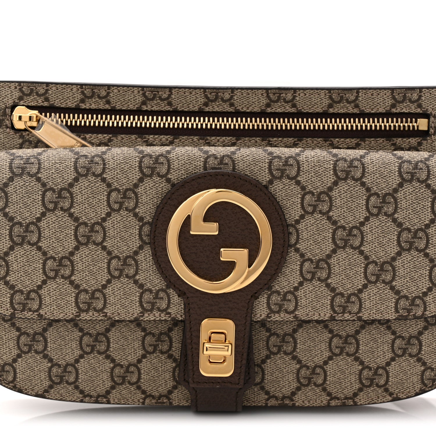 GG Supreme Monogram Textured Dollar Calfskin Blondie Belt Bag Beige Ebony New Acero