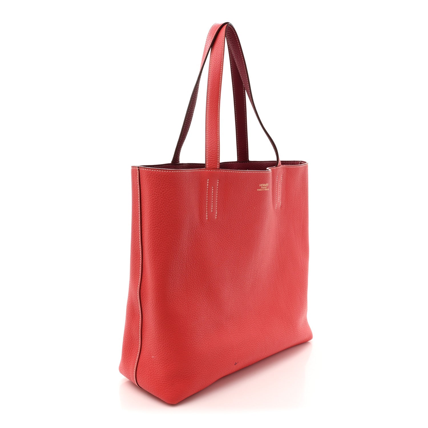 Taurillon Clemence Double Sens 36 Reversible Tote Rubis Bougainvillea