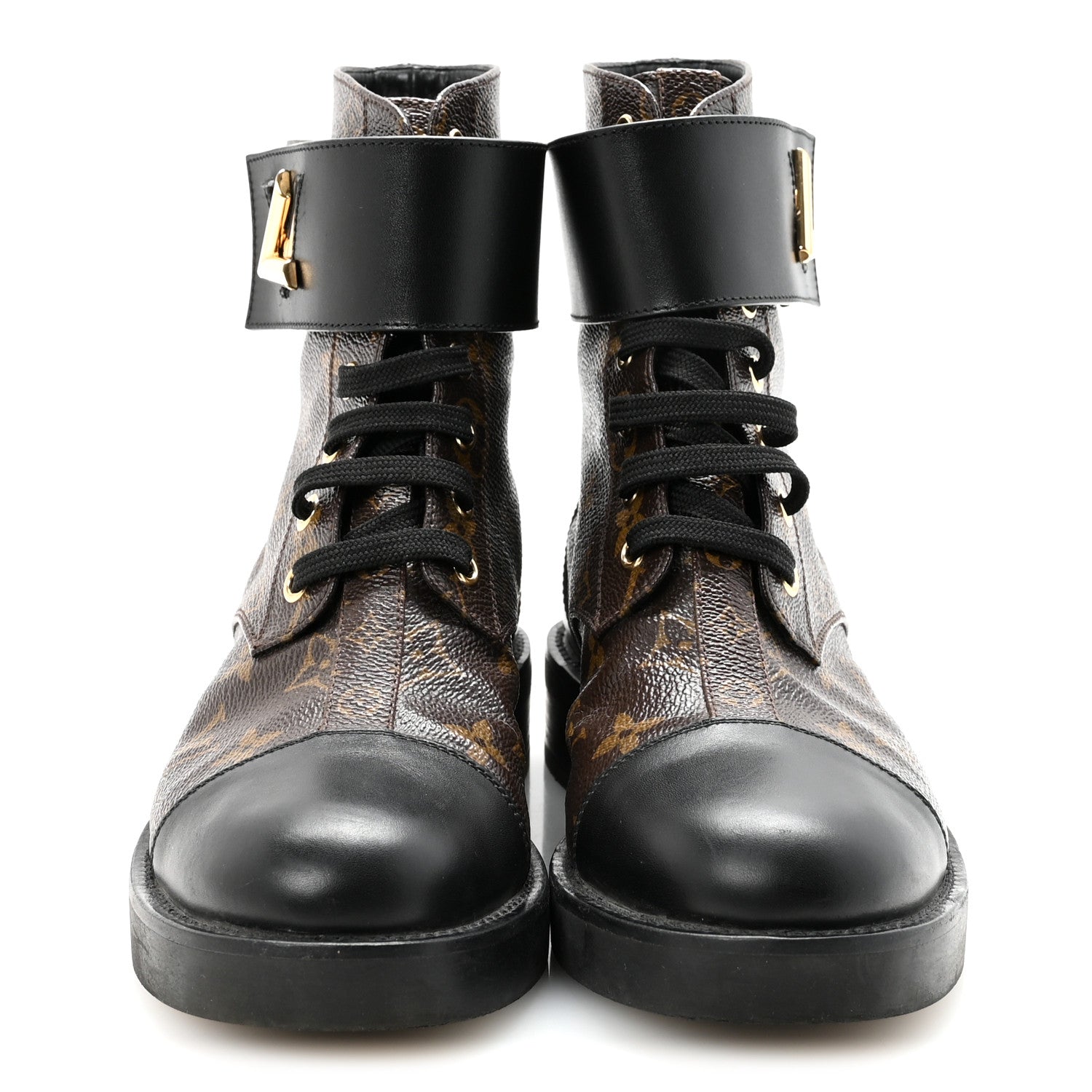 Calfskin Monogram Wonderland Flat Ranger Boots 37 Black