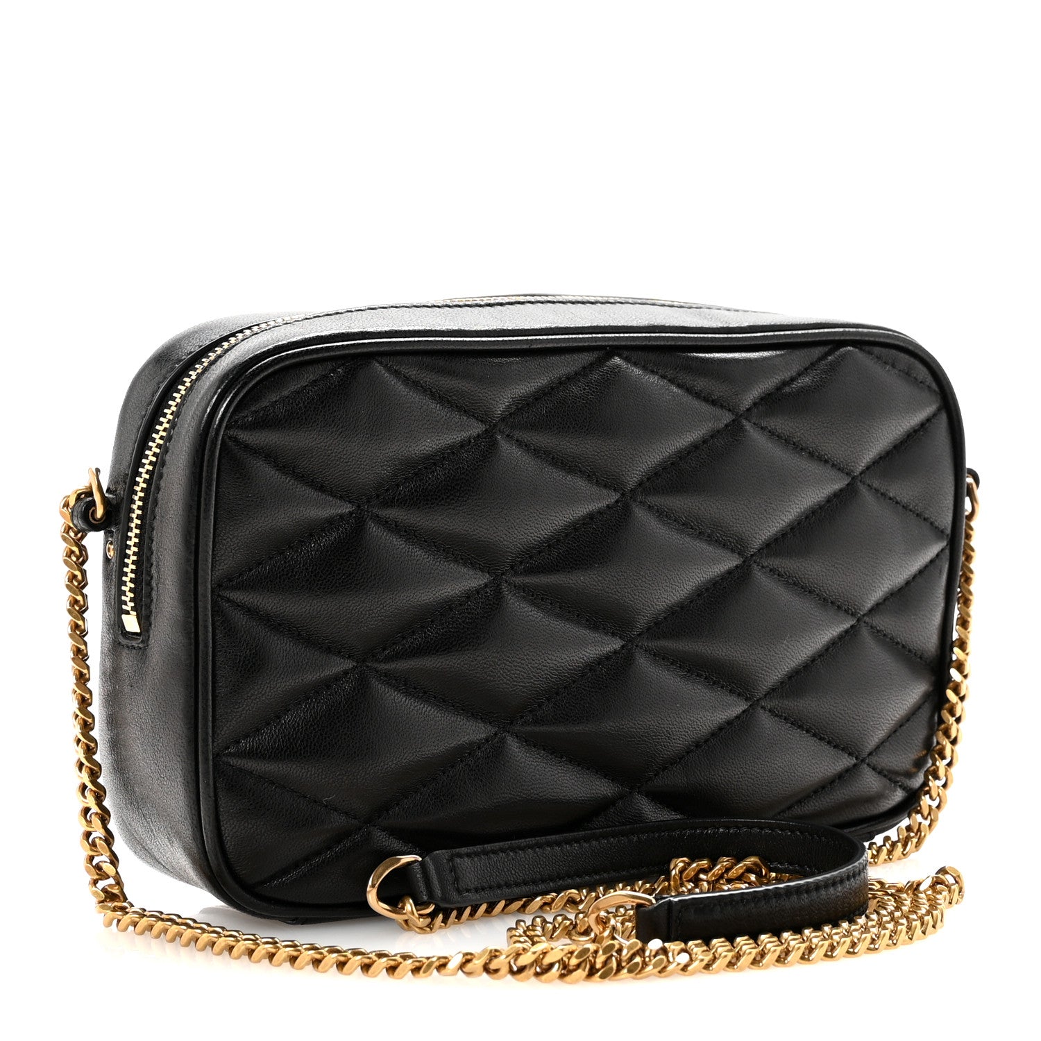 Lambskin Quilted Mini Camera Bag Black
