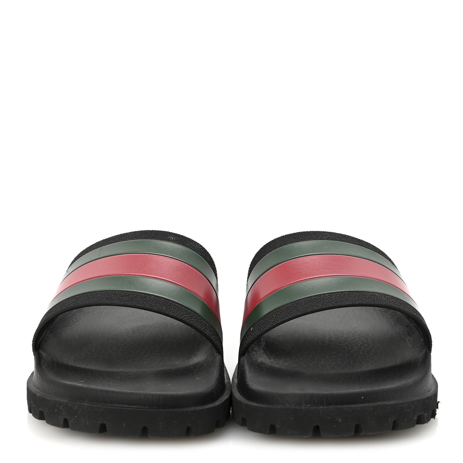 Rubber Web Mens Lug Sole Slide Sandals 7 Black Green Red