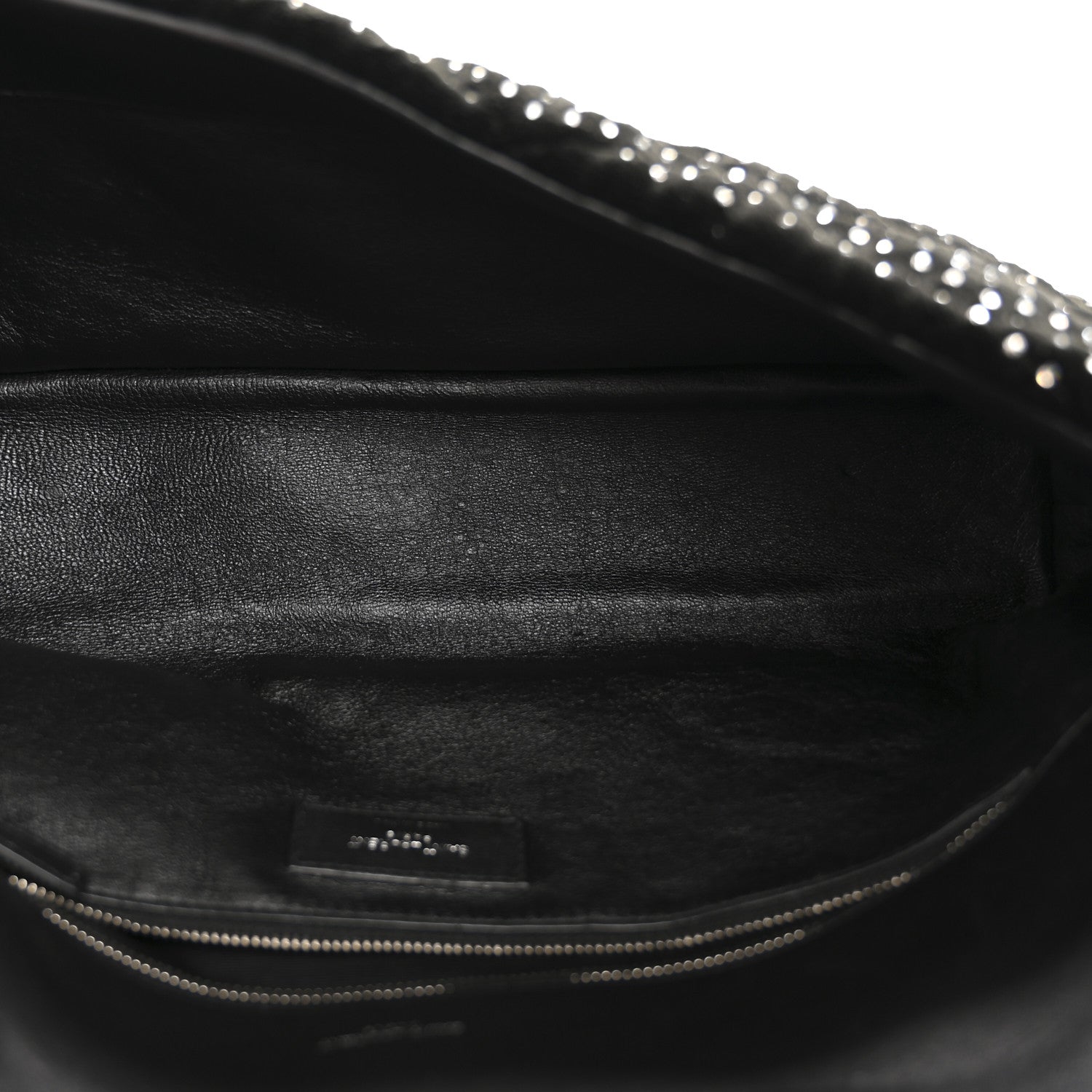 Velvet Lambskin Quilted Rhinestone Sade Puffer Envelope Clutch Black