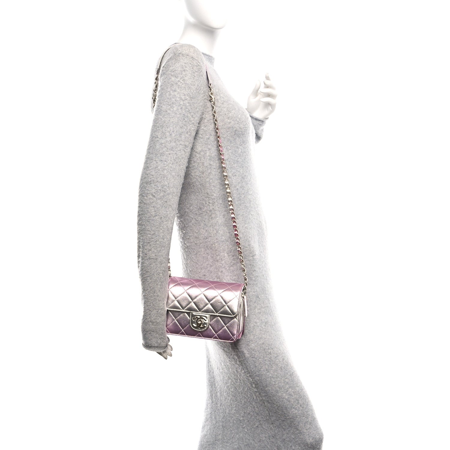 Metallic Lambskin Like A Wallet Flap Golden Pink