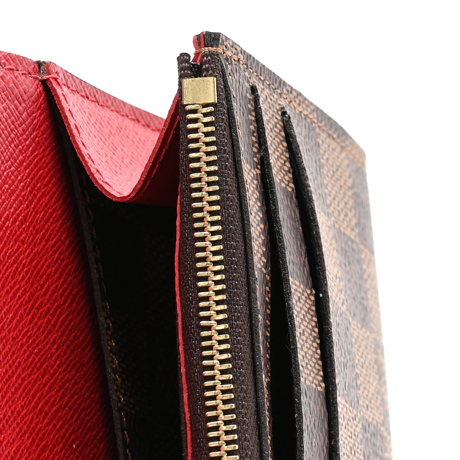 Damier Ebene Emilie Wallet Red
