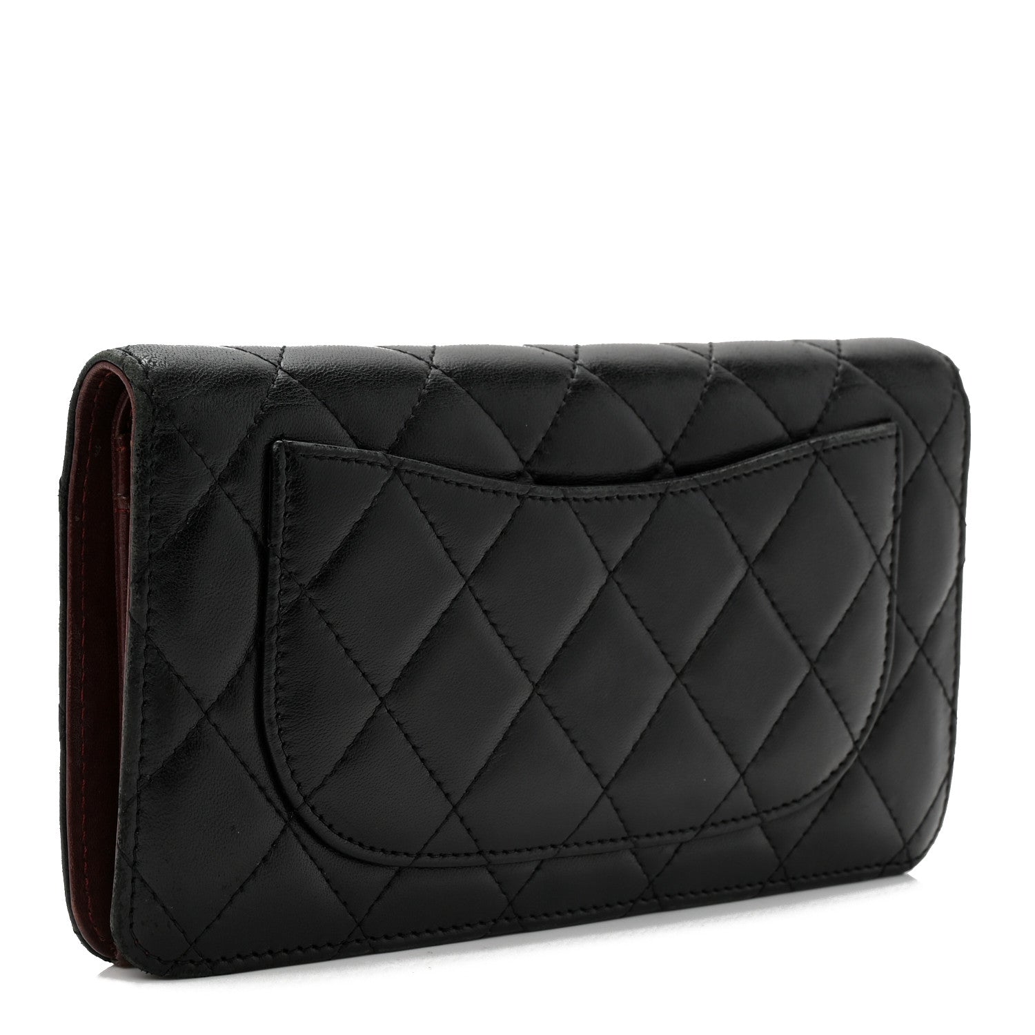 Lambskin Quilted Yen Wallet Black