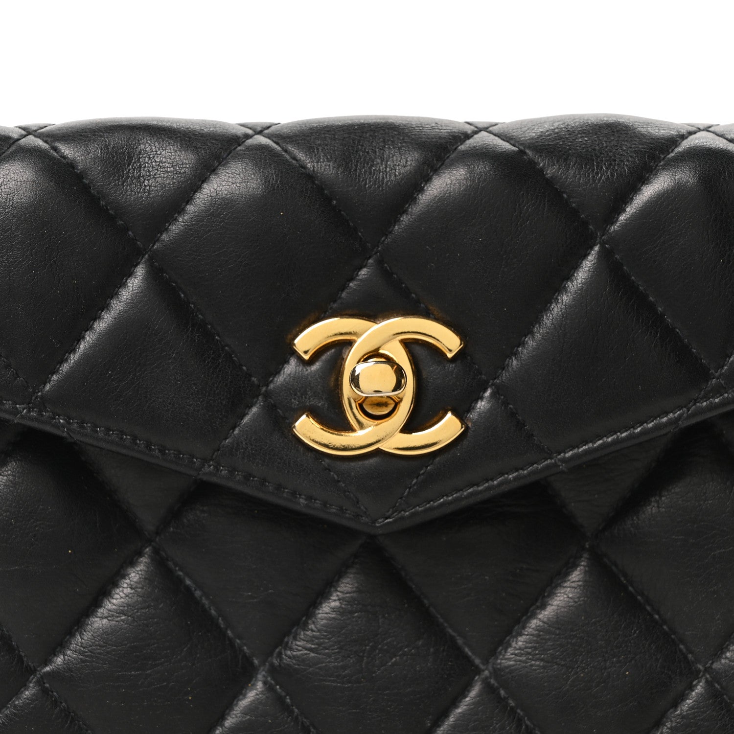 Lambskin Quilted Flap Waist Belt Bag 75 30 Black