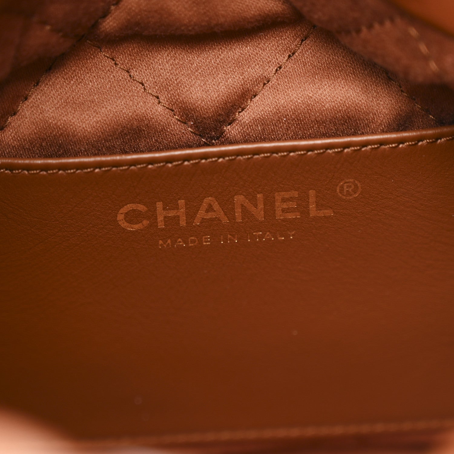 Shiny Calfskin Quilted Mini Chanel 22 Light Brown