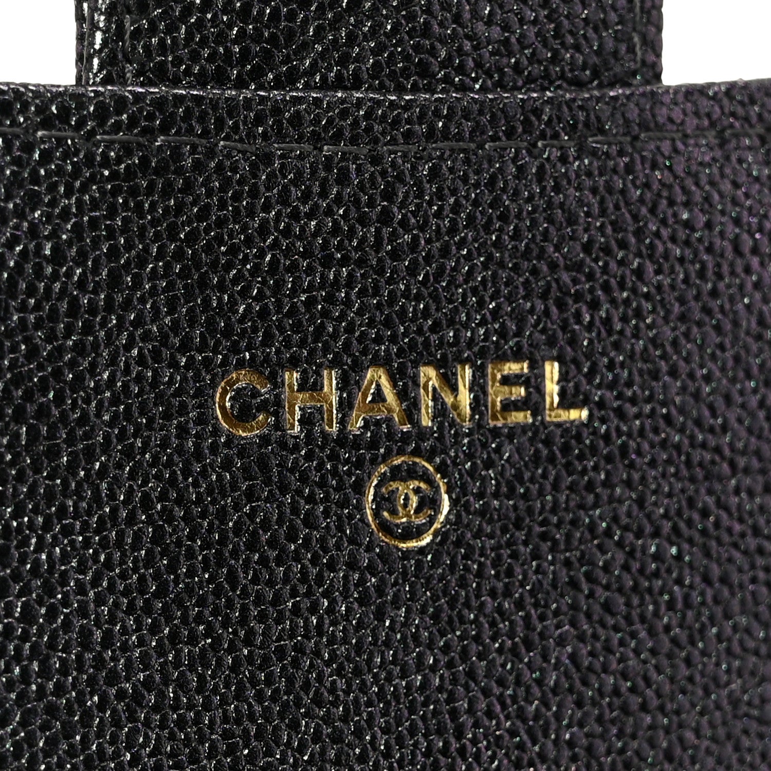 Iridescent Caviar Quilted Medium Flap Wallet Black
