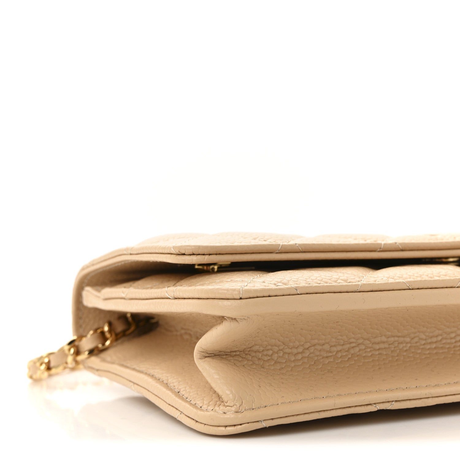 Caviar Quilted Wallet on Chain WOC Beige