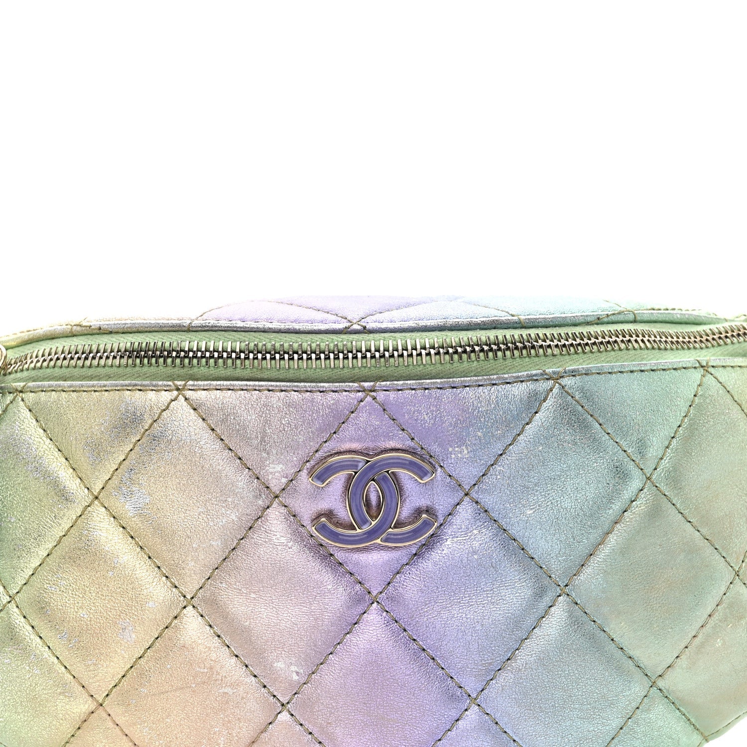 Gradient Metallic Lambskin Quilted Walking Mood Waist Bag Fanny Pack Pink Purple Green