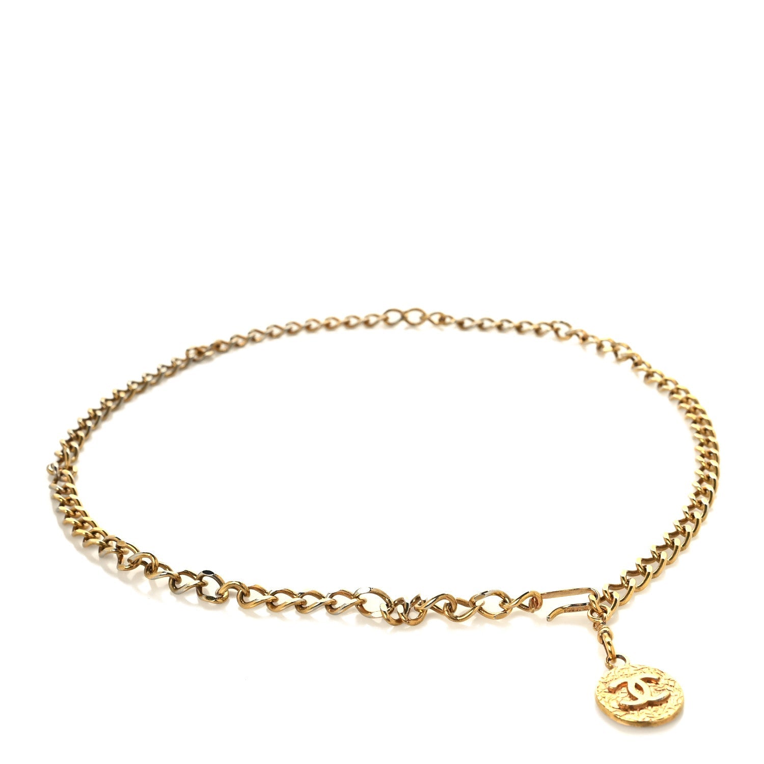 Metal Chain CC Medallion Belt Gold