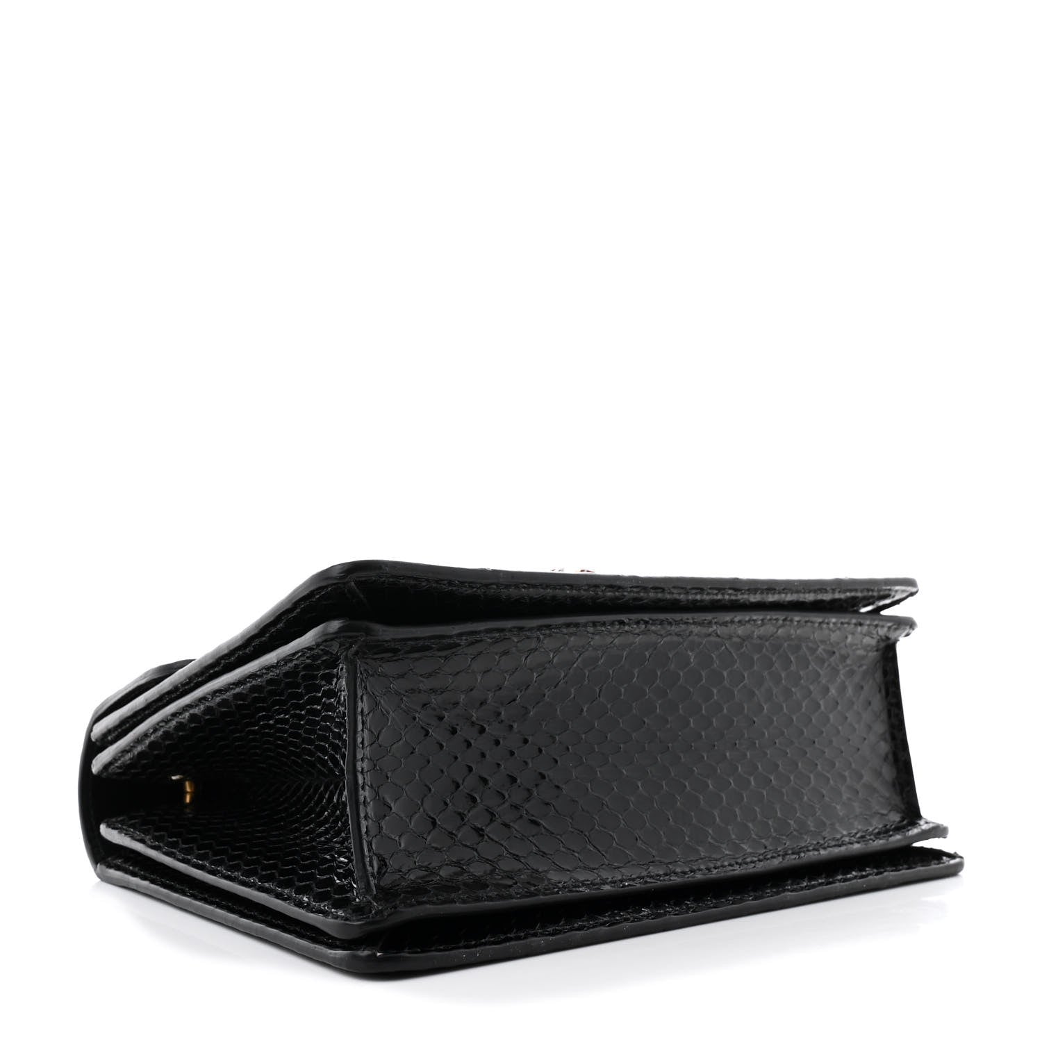 Snakeskin Sylvie Web Small Queen Margaret Top Handle Bag Black
