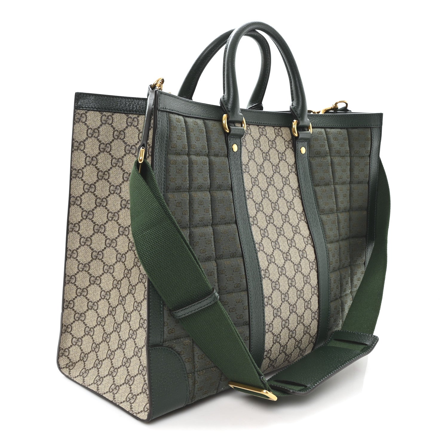 Monogram GG Mignon Textured Dollar Calfskin GG Supreme Monogram Quilted Mini GG Large Tote Bag Green Beige Ebony