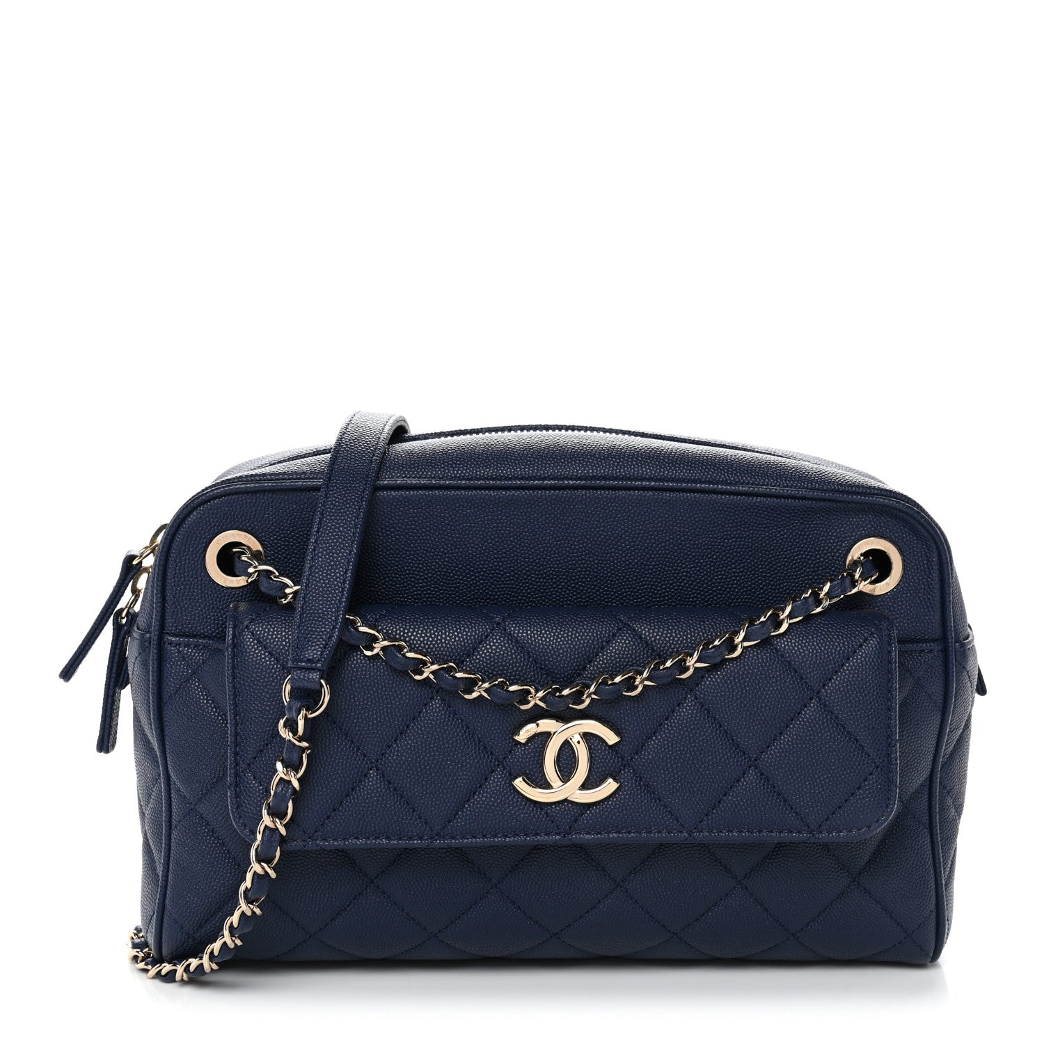 Caviar Quilted Large In & Out Camera Case Navy