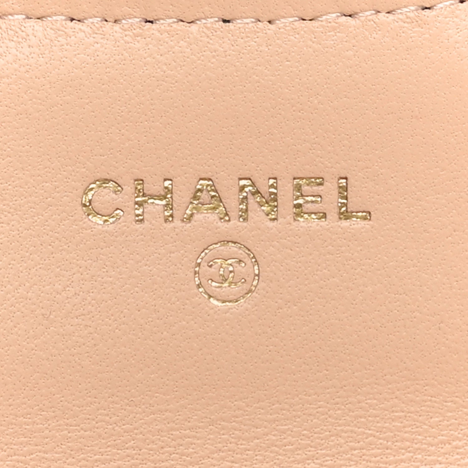 Lambskin Quilted Flap Card Holder Wallet Beige
