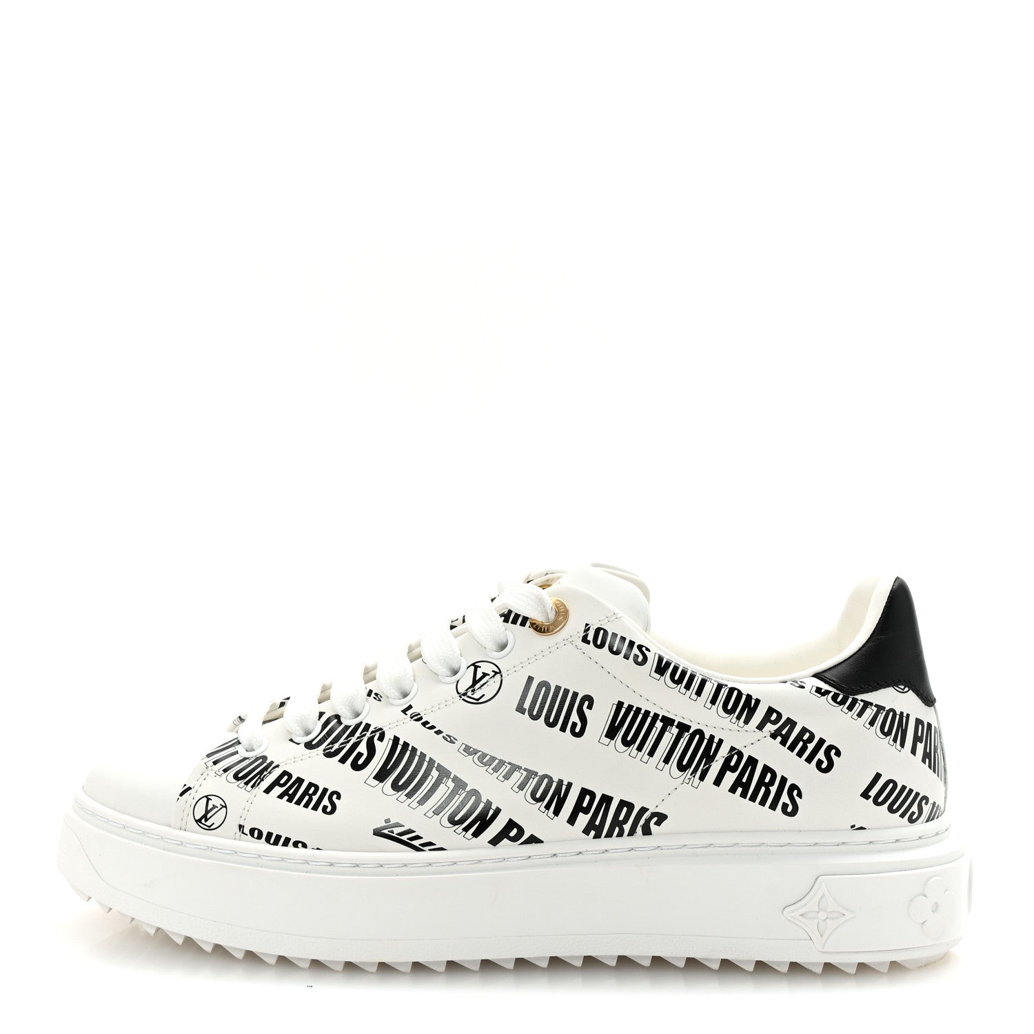 Calfskin Printed Time Out Trainer Sneakers 39 White