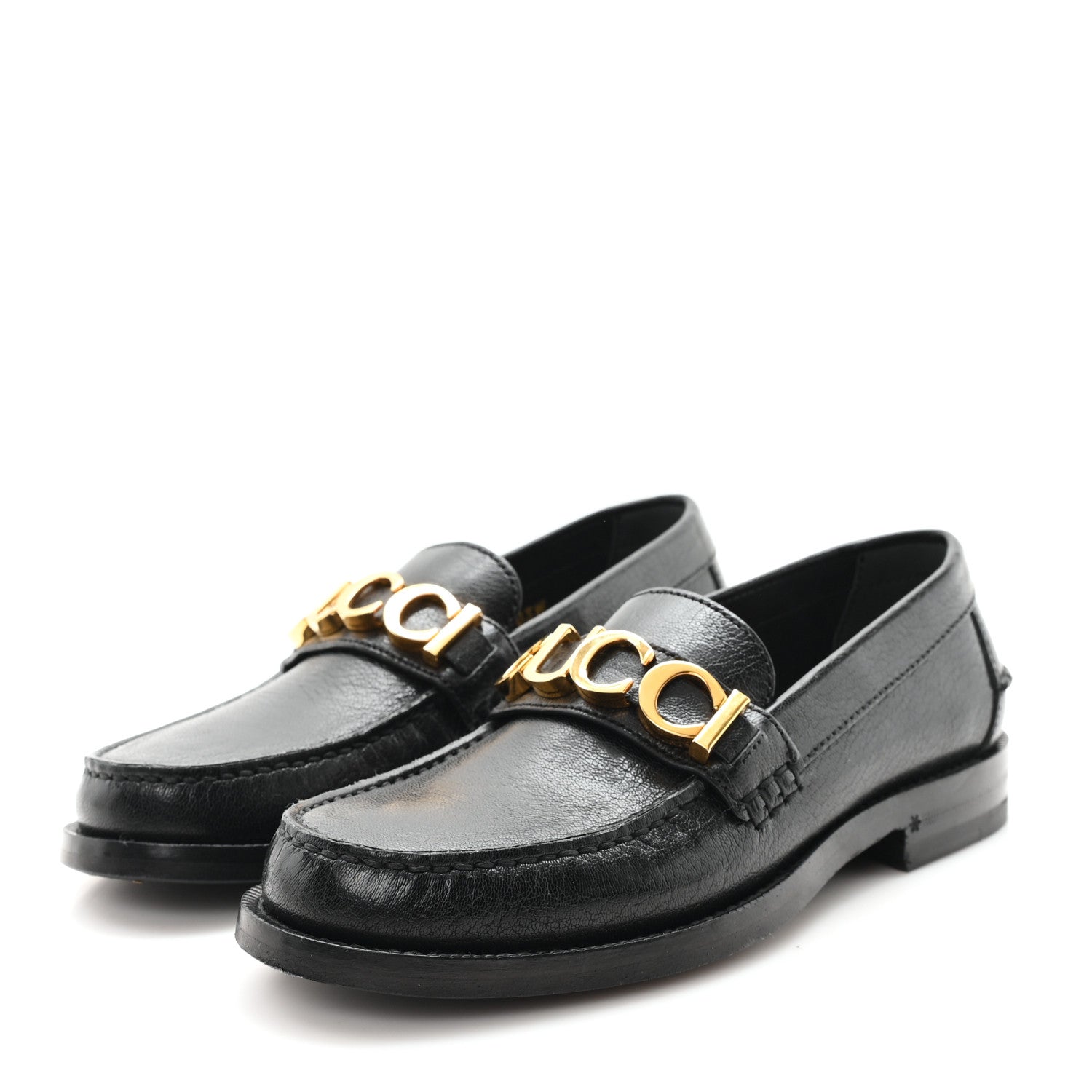 Goatskin Womens Logo 15mm Loafers 35 Black
