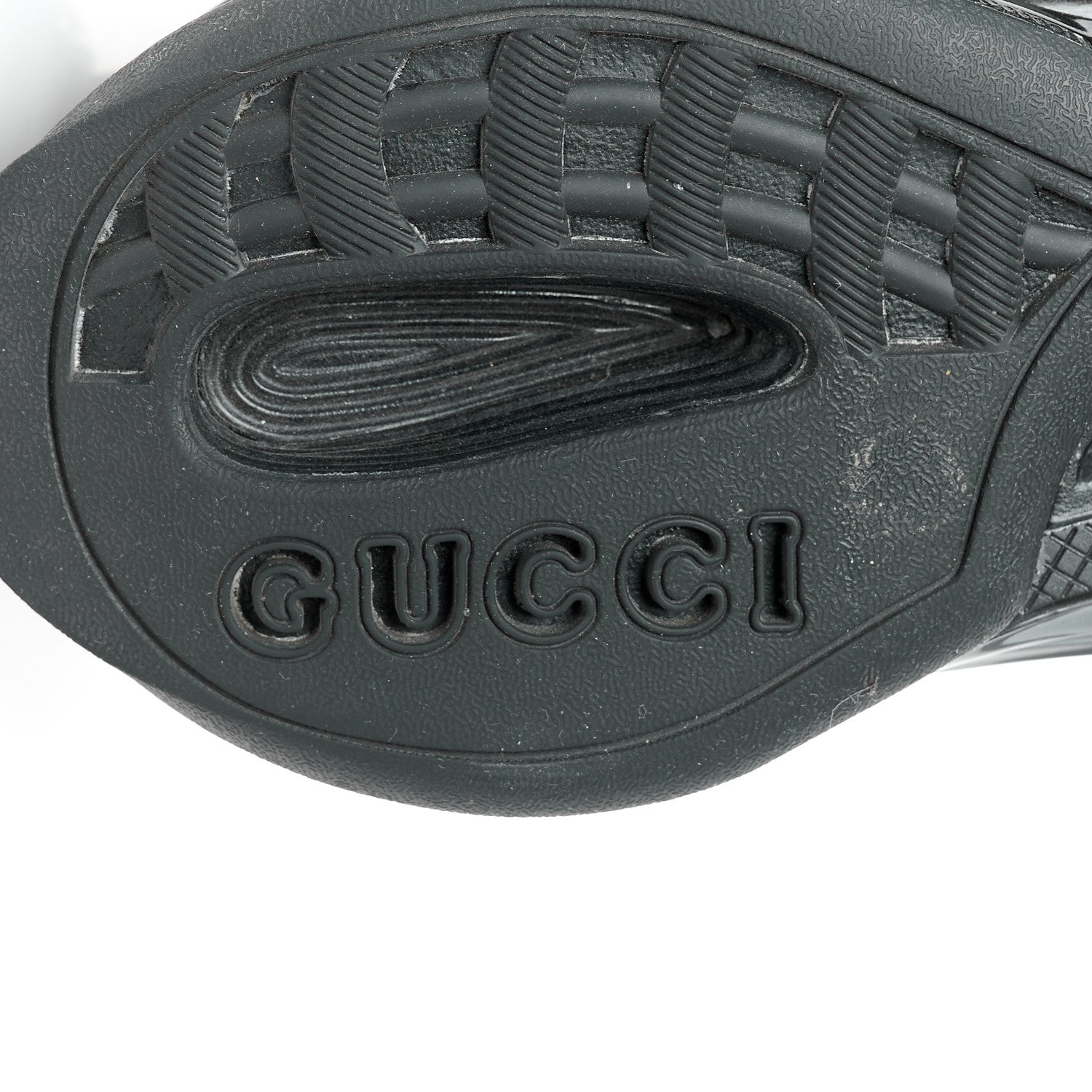 Tela Retino Mesh Crystal Suede GG Monogram Womens Gucci Run Sneakers 39 Black Silver