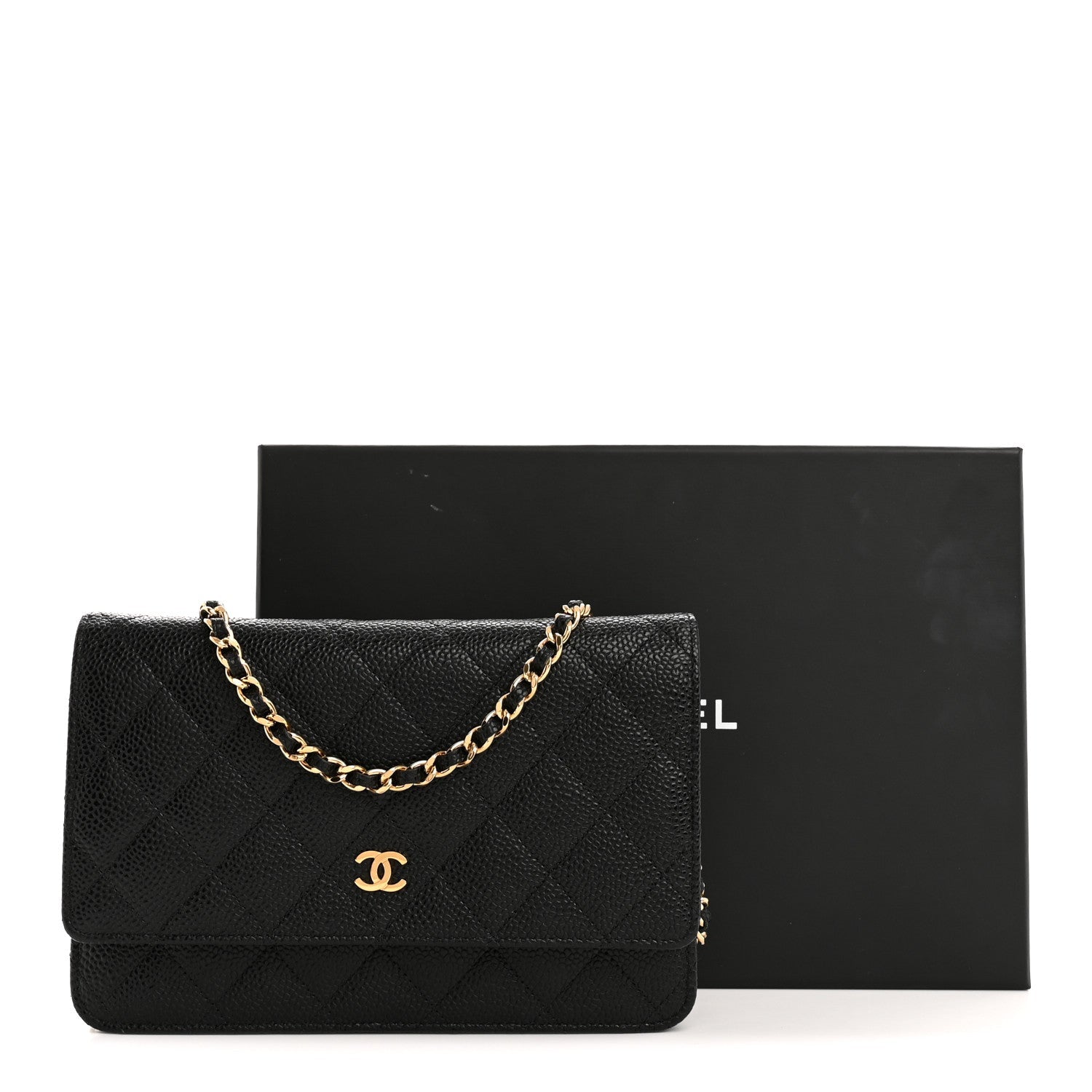Caviar Quilted Wallet On Chain WOC Black
