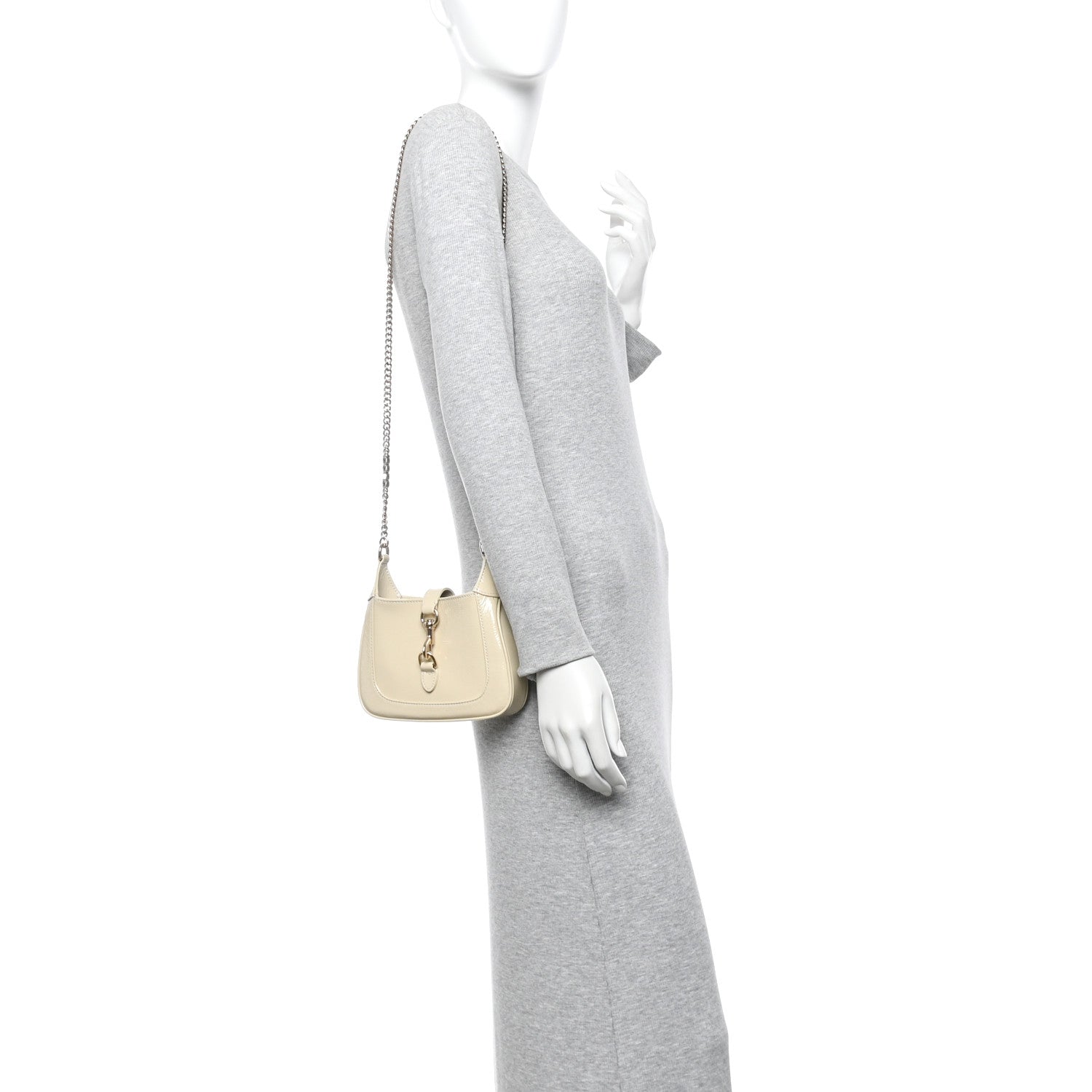 Crinkled Patent Mini Jackie Notte Bag New Ivoire