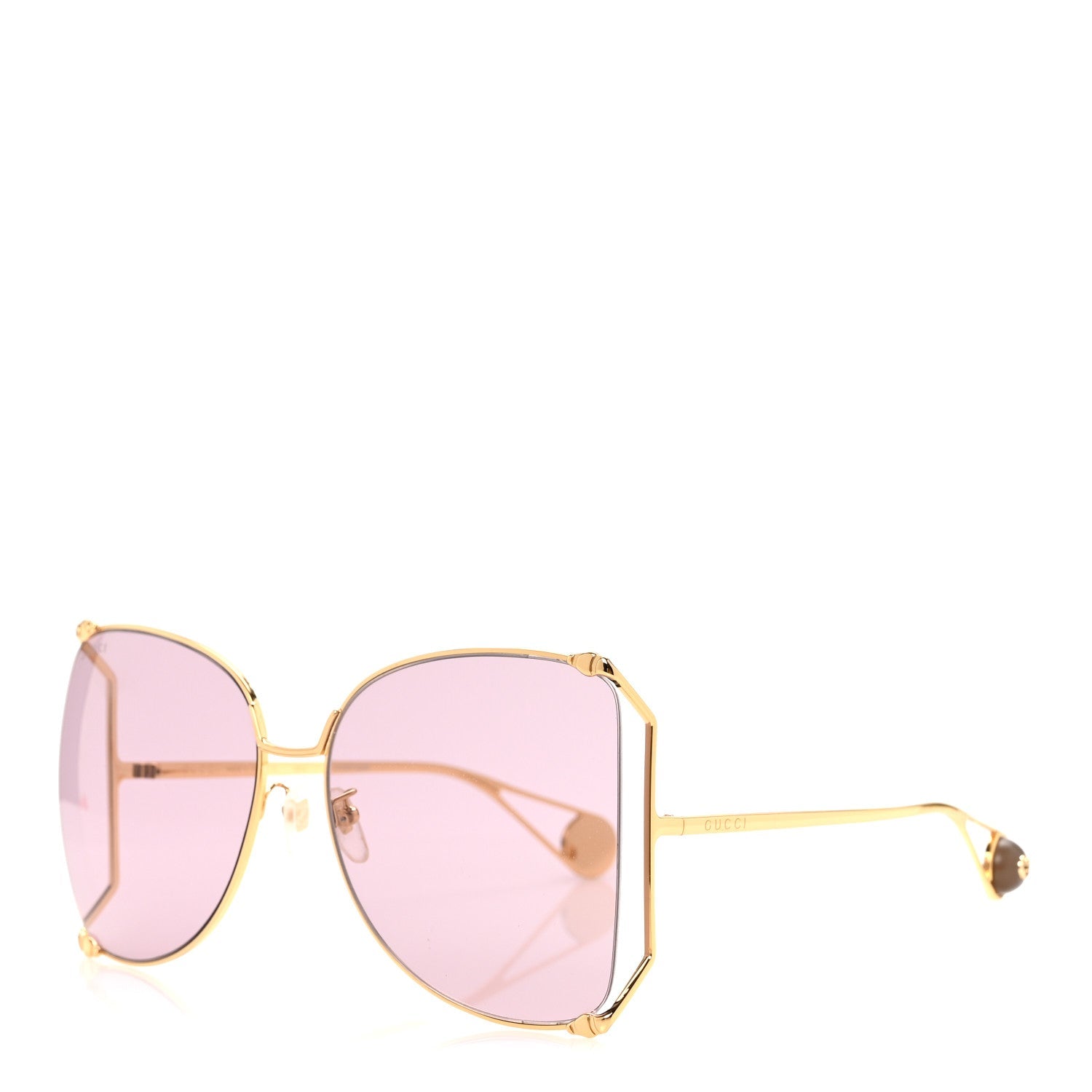 Metal Oversized Round Sunglasses GG0252S Gold Pink