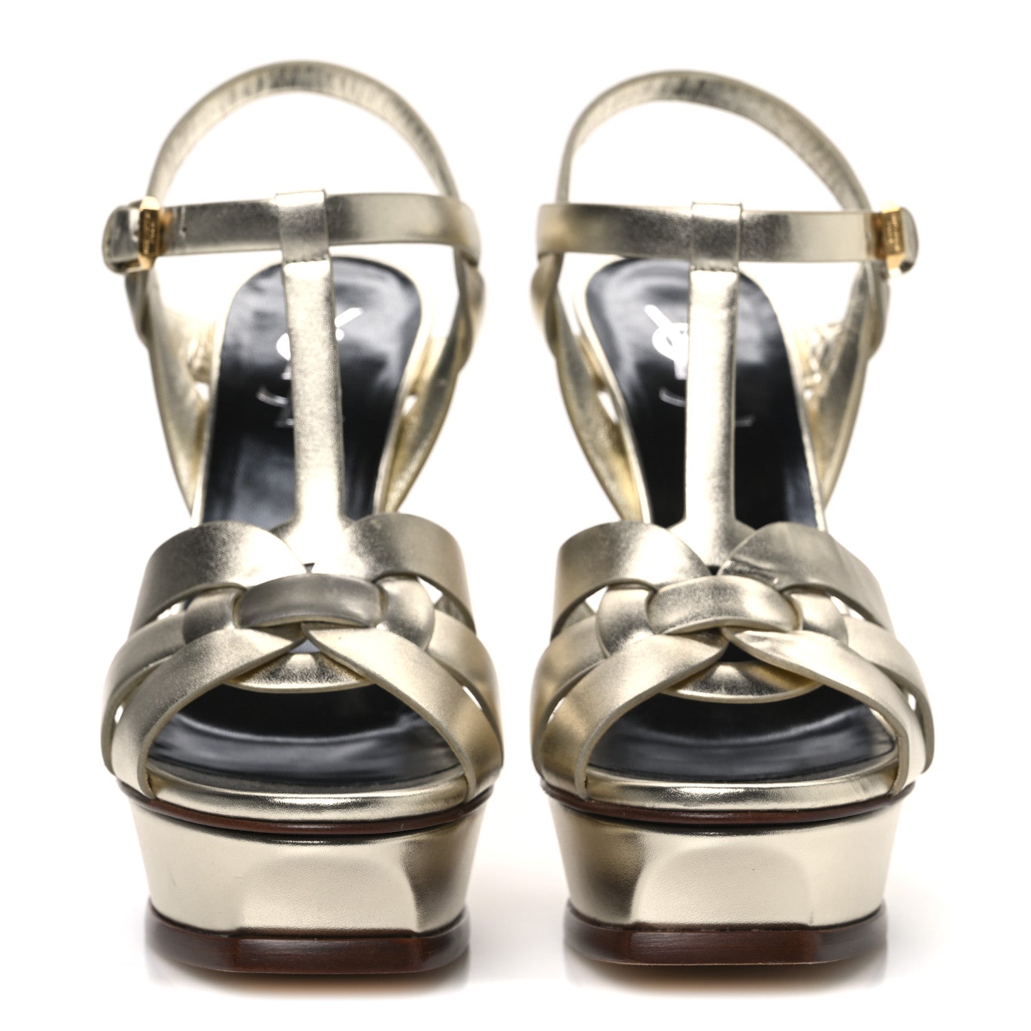 Metallic Nappa Tribute 105 Platform Sandals 37 Platino