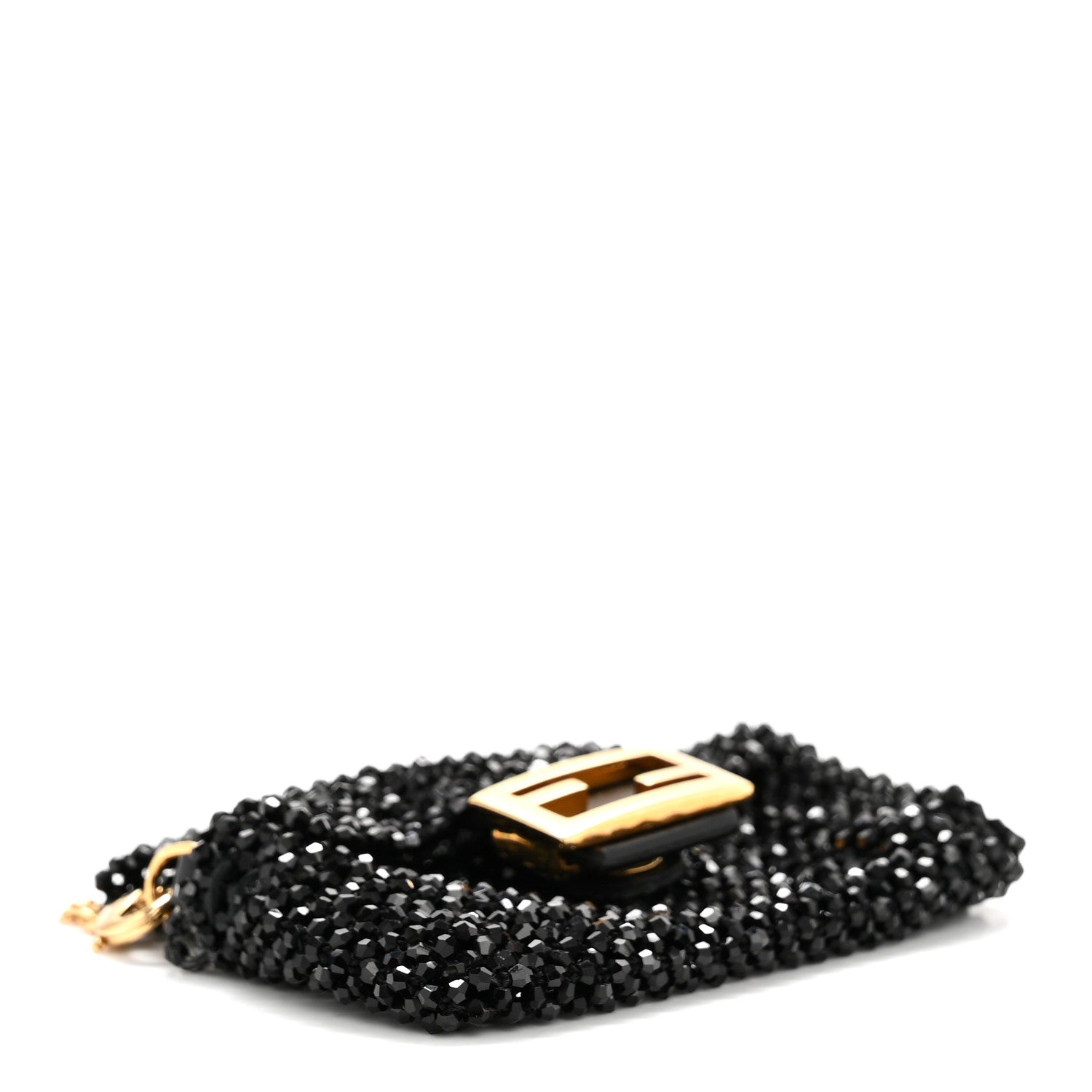 Crystal Vitello King Beaded Mini Pico Baguette Charm Black