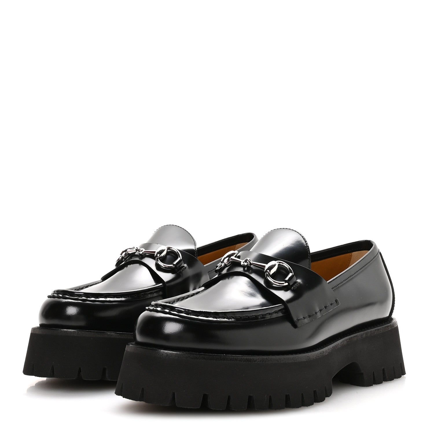 Cordovan Lux Womens Horsebit 45mm Platform Loafers 39.5 Black