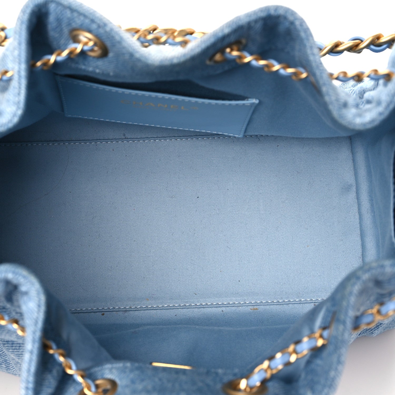 Washed Denim Quilted Small Chanel 25 Handbag Blue
