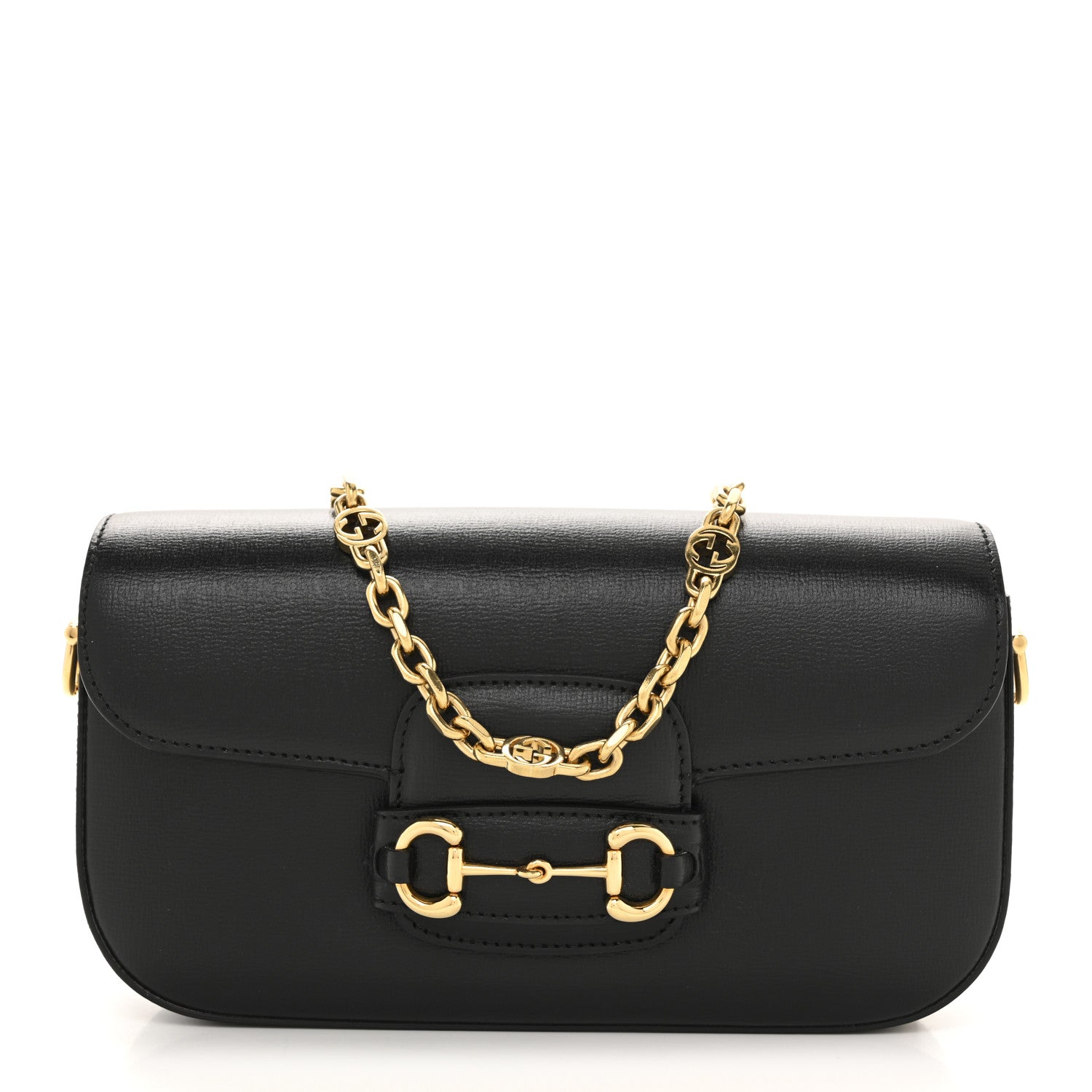 Azalea Calfskin Small Horsebit 1955 Chain Shoulder Bag Black