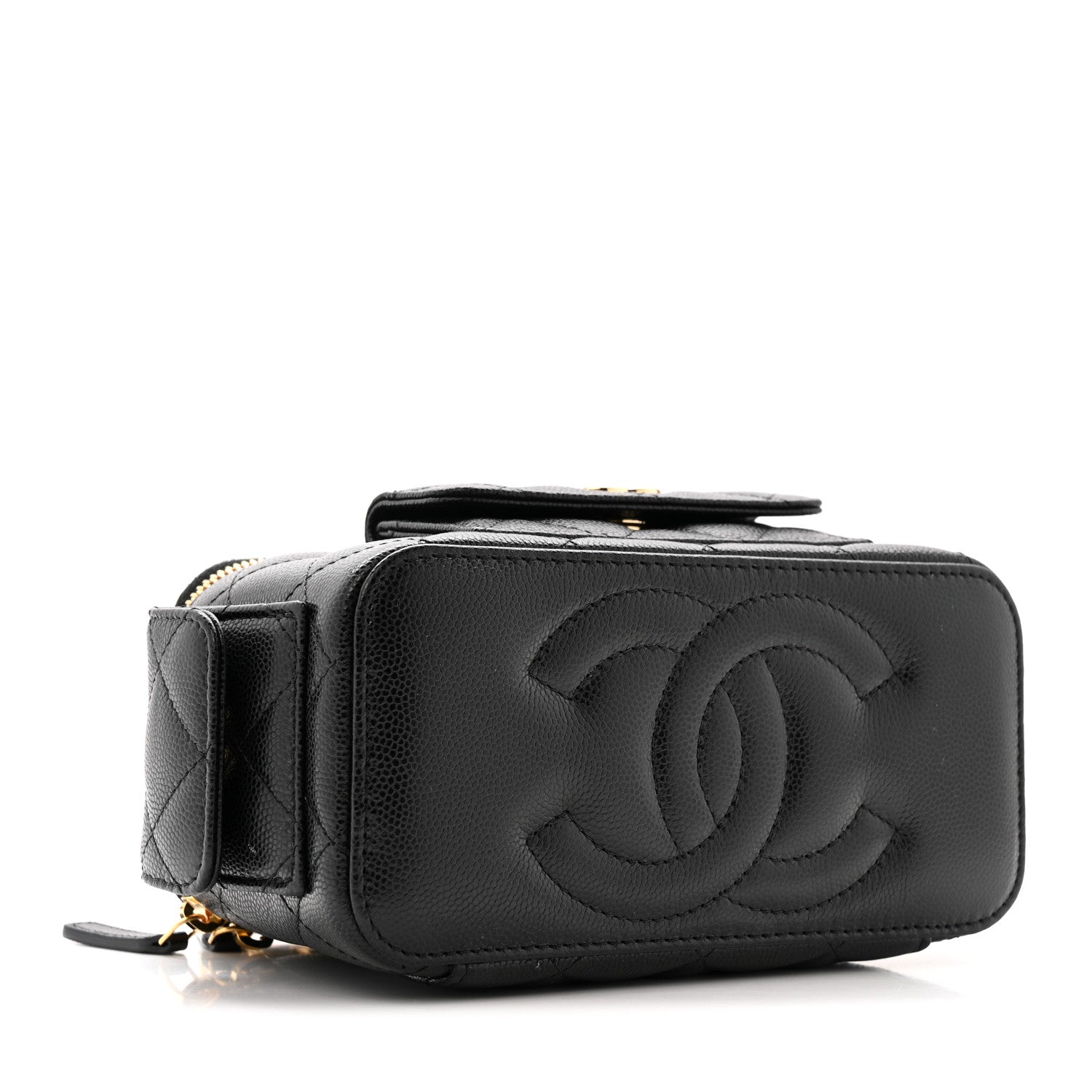 Caviar Quilted Polly Pocket East West Top Vanity With Chain Black