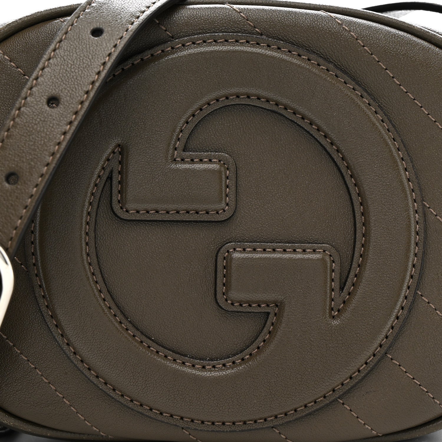 Sakai Be Green Calfskin Diagonal Stitched Mini Blondie Shoulder Bag Craclet Brown