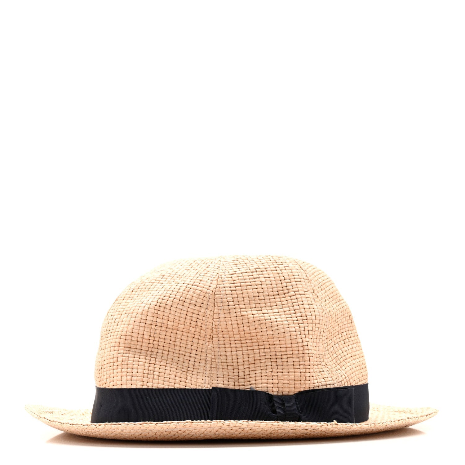 Straw Grosgrain Wide Brim Hat L Black
