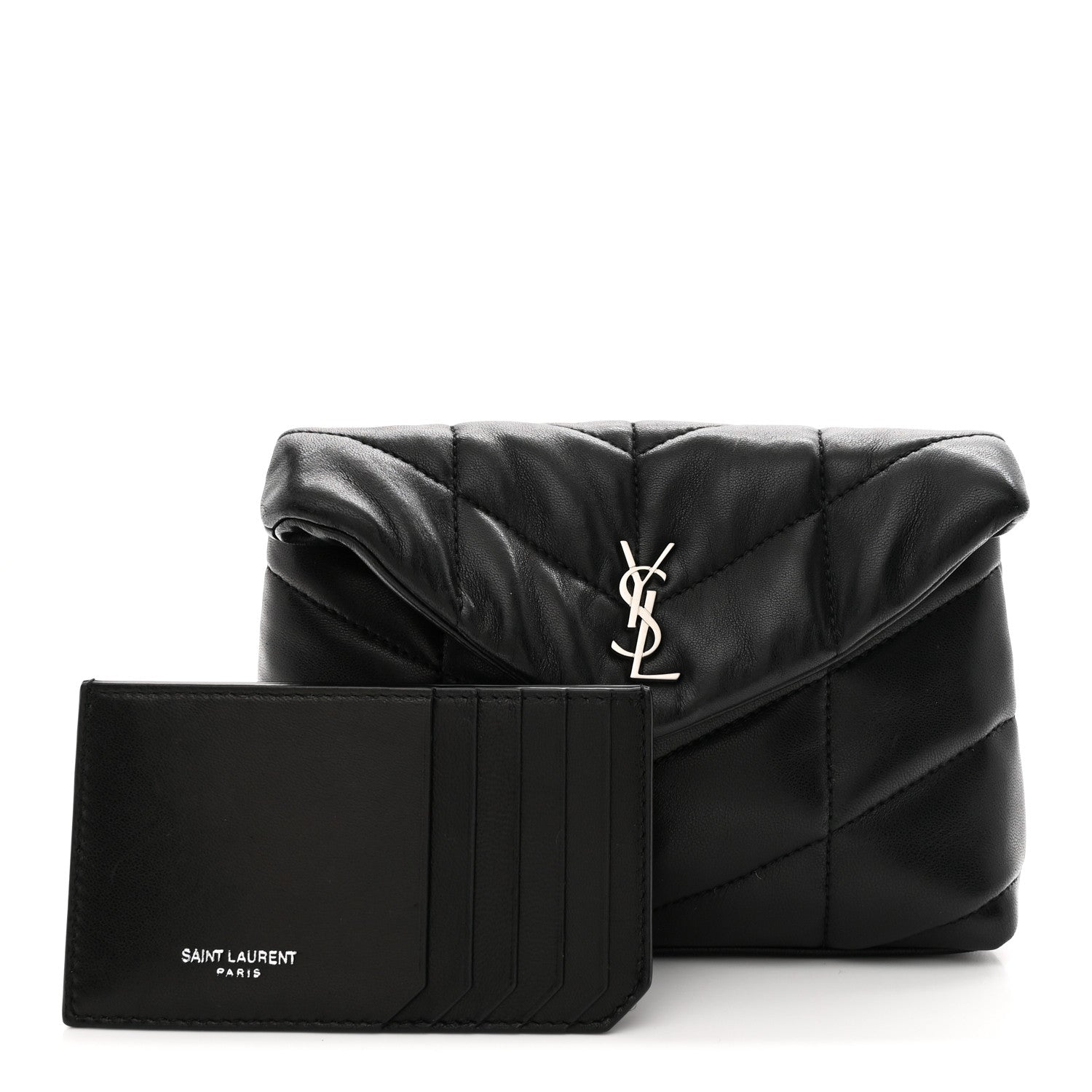 Lambskin Monogram Loulou Puffer Pouch Clutch Black