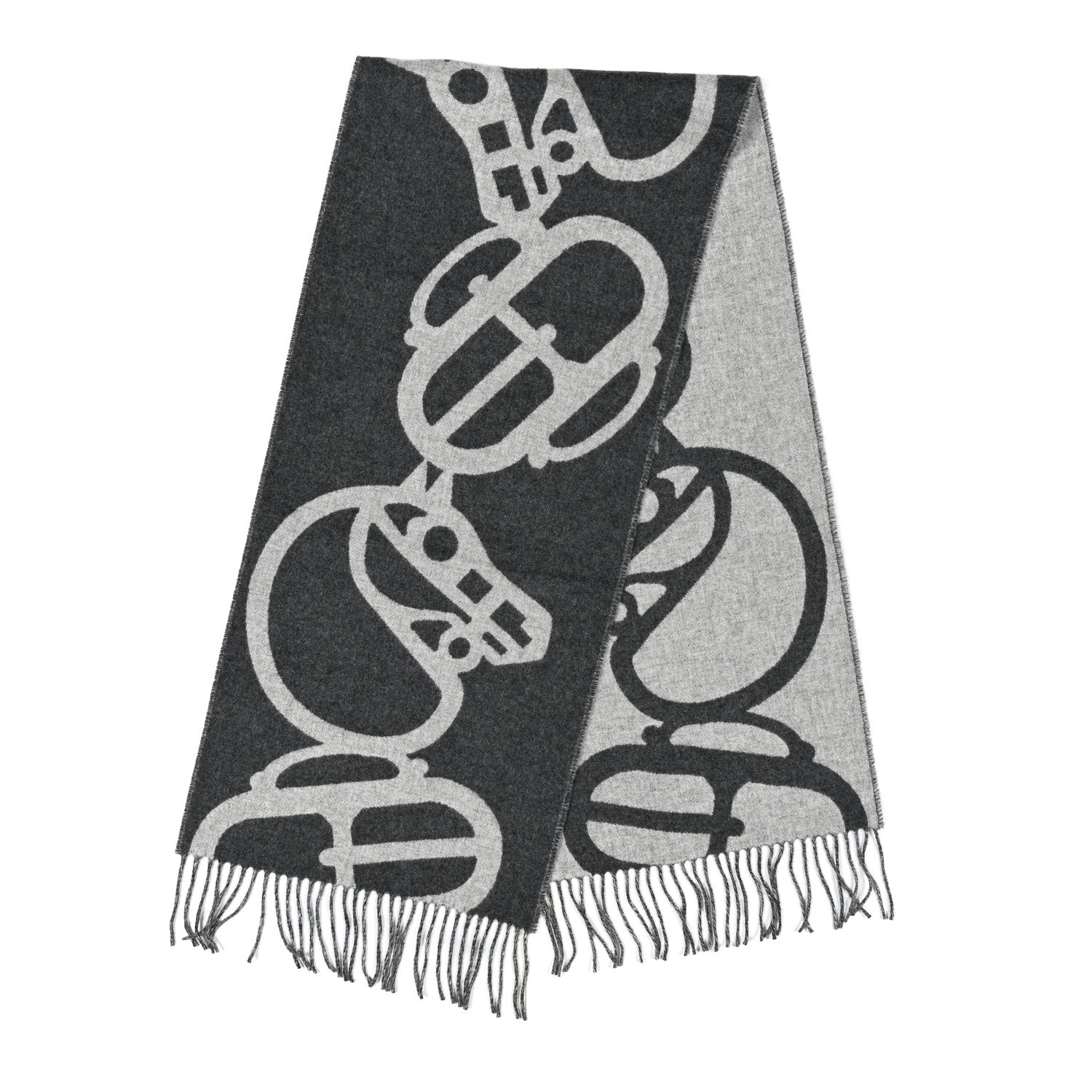 Cashmere Boucles et Camails Muffler Anthracite Gris Clair