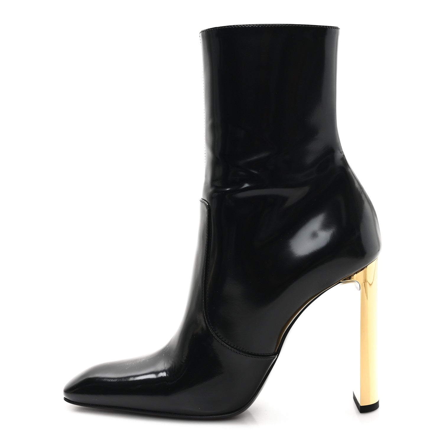 Patent Marilyn Ankle Zip Boot 38 Black Gold