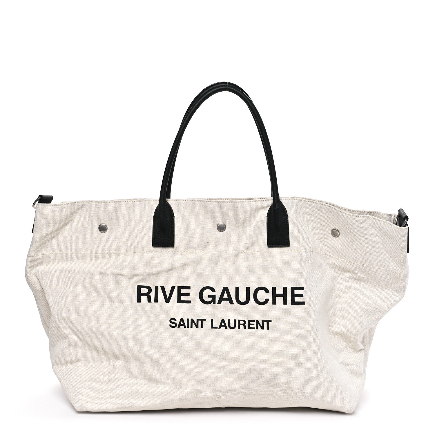 Linen Calfskin Rive Gauche Maxi Tote Grege et Noir